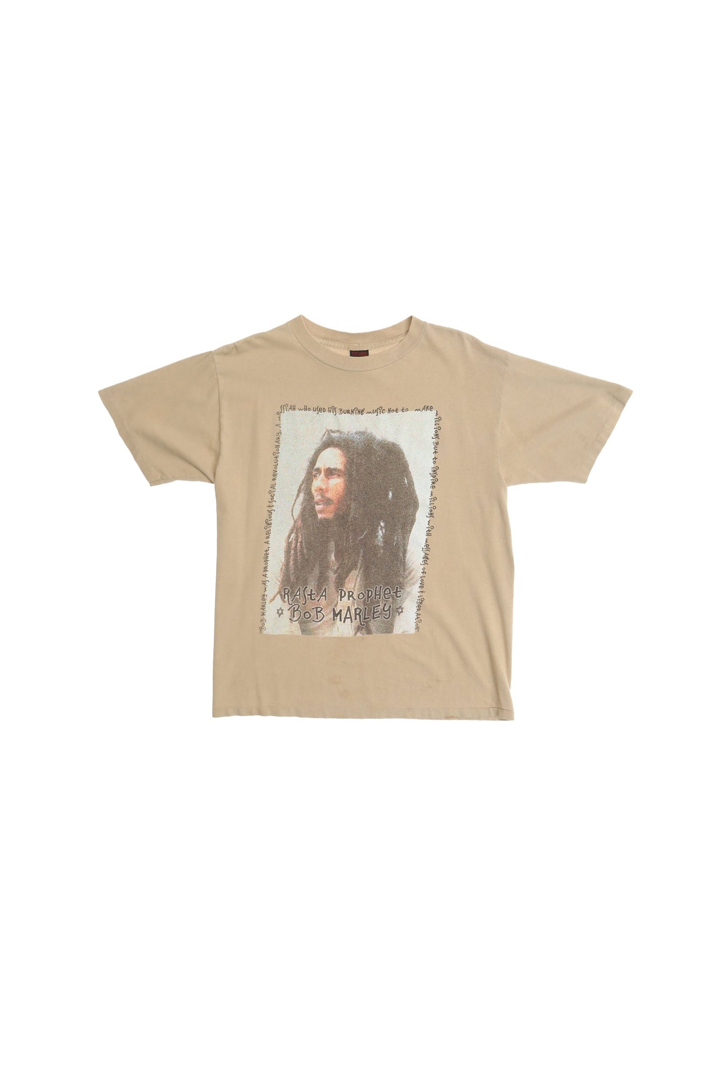 Bob Marley Beige Graphic T-shirt - Rasta Prophet