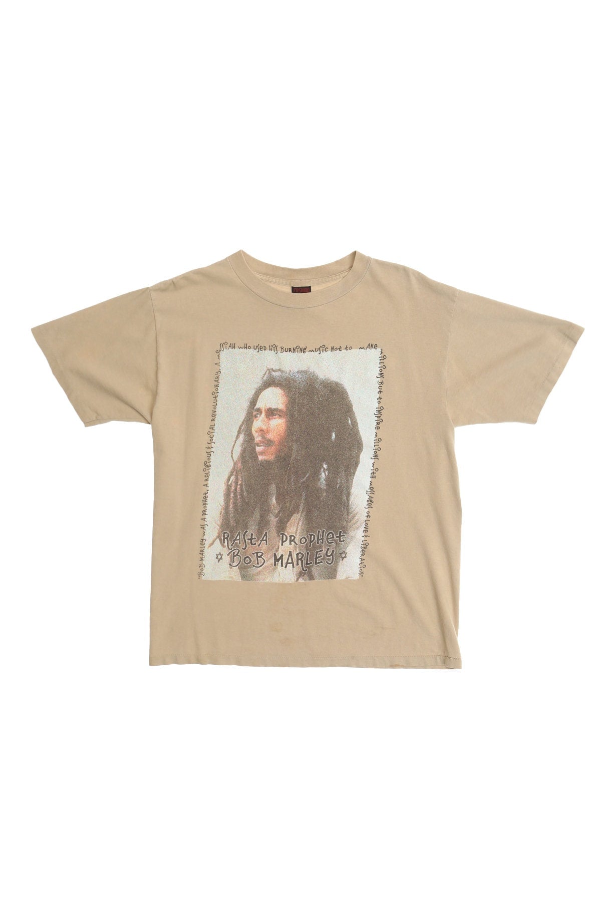 Bob Marley Beige Graphic T-shirt - Rasta Prophet
