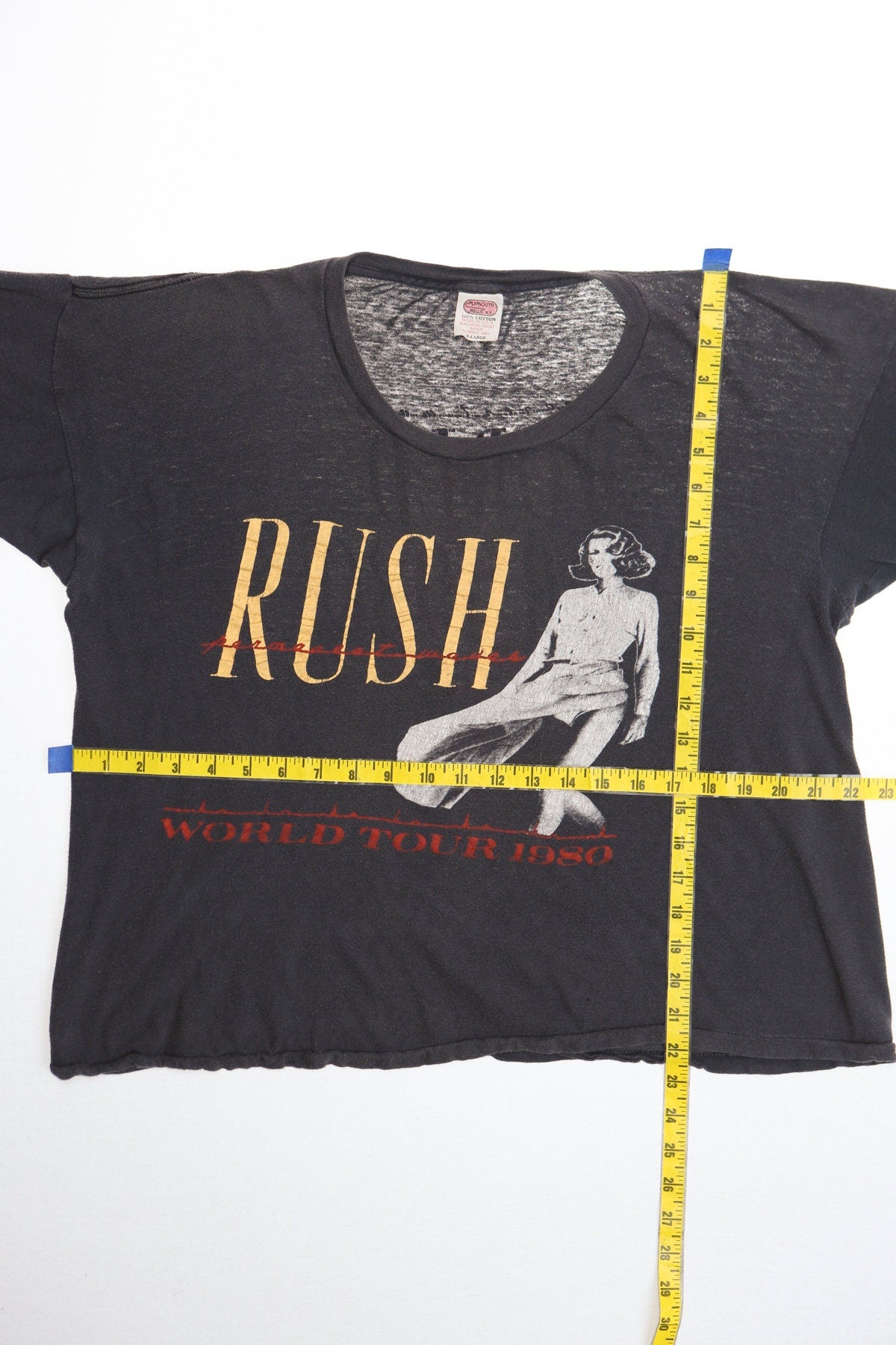 1980 World Tour Permanent Waves Rush Black Graphic T-shirt