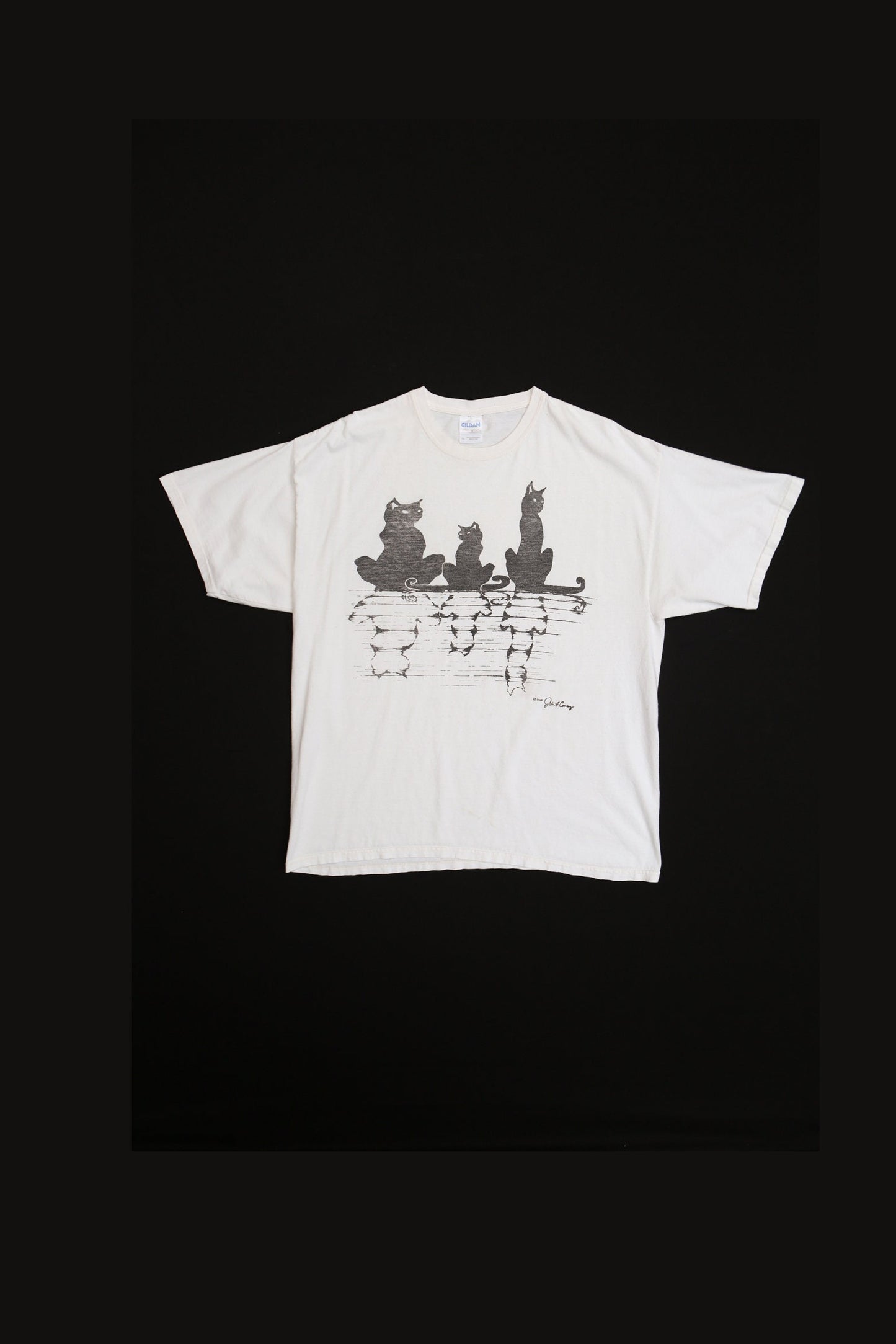 Black Cats Shadows White Graphic T-shirt