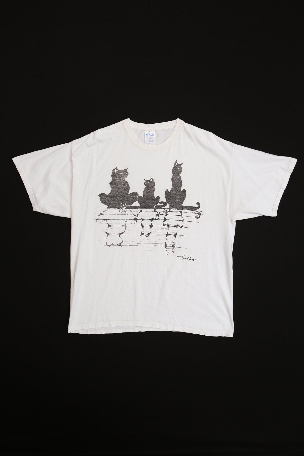 Black Cats Shadows White Graphic T-shirt