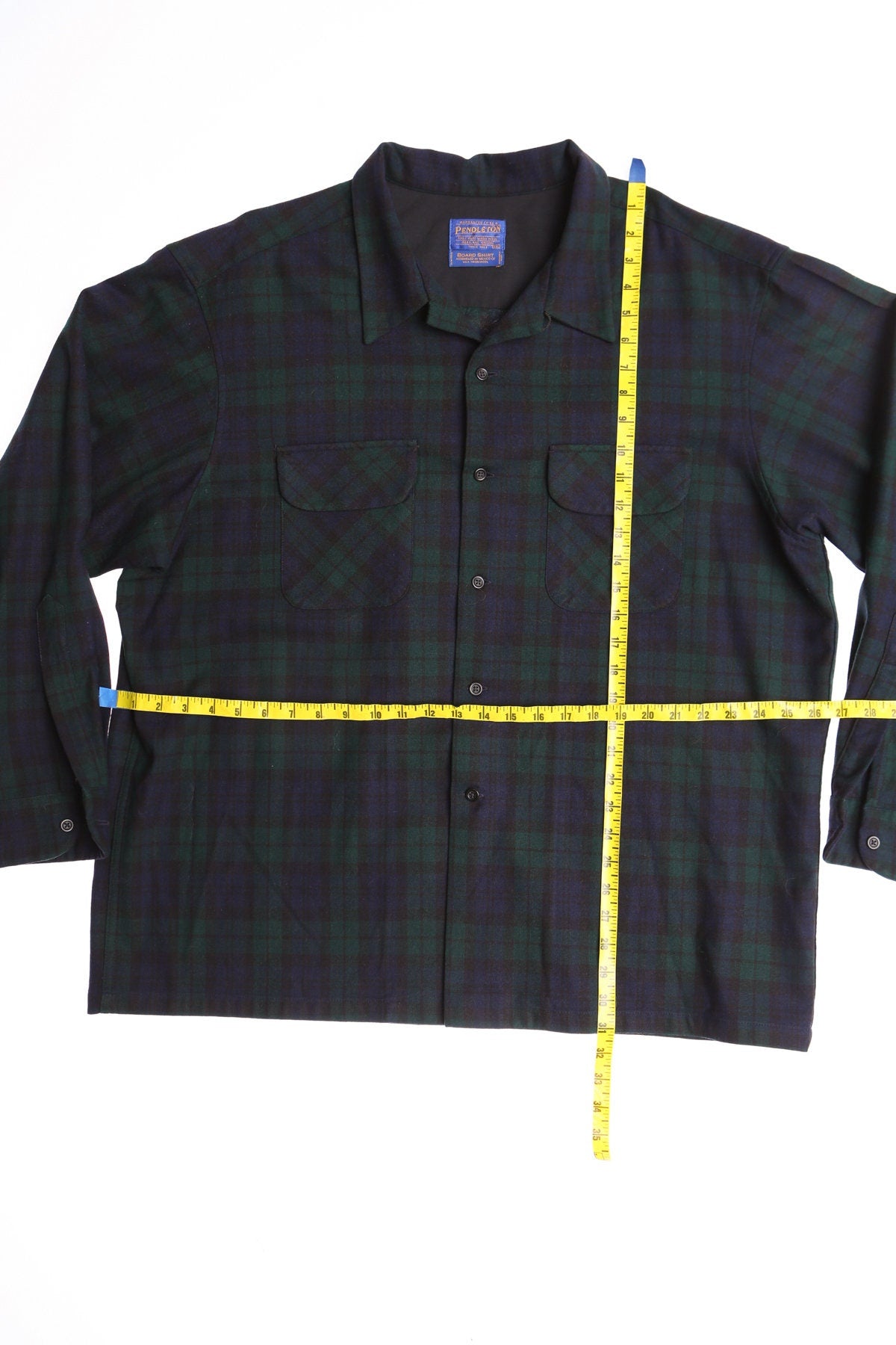 Pendleton Men Blue and Green Plaid Long Sleeve Shirt