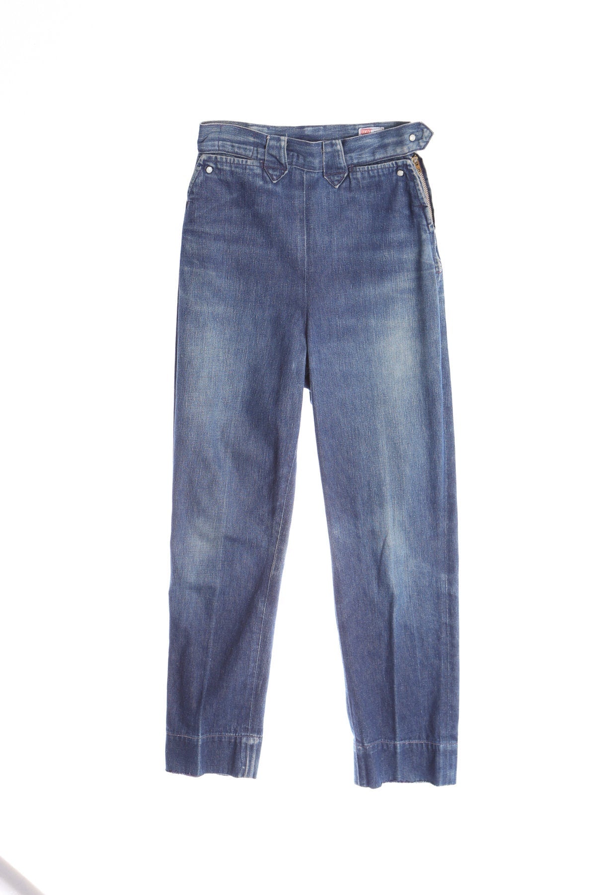 Vintage Women Levi's High Waist Blue Cotton Western Pants - Era ( 40's - 50's)