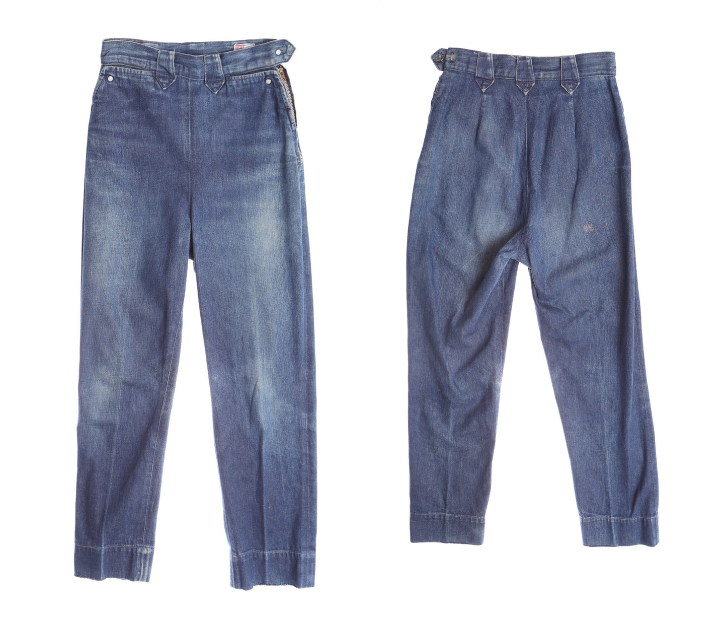 Vintage Women Levi's High Waist Blue Cotton Western Pants - Era ( 40's - 50's)