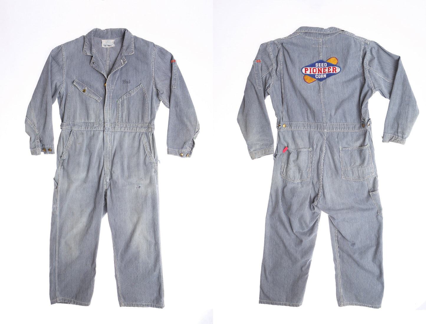 Vintage Men Striped Denim Farmer Styled Work Jumpsuit