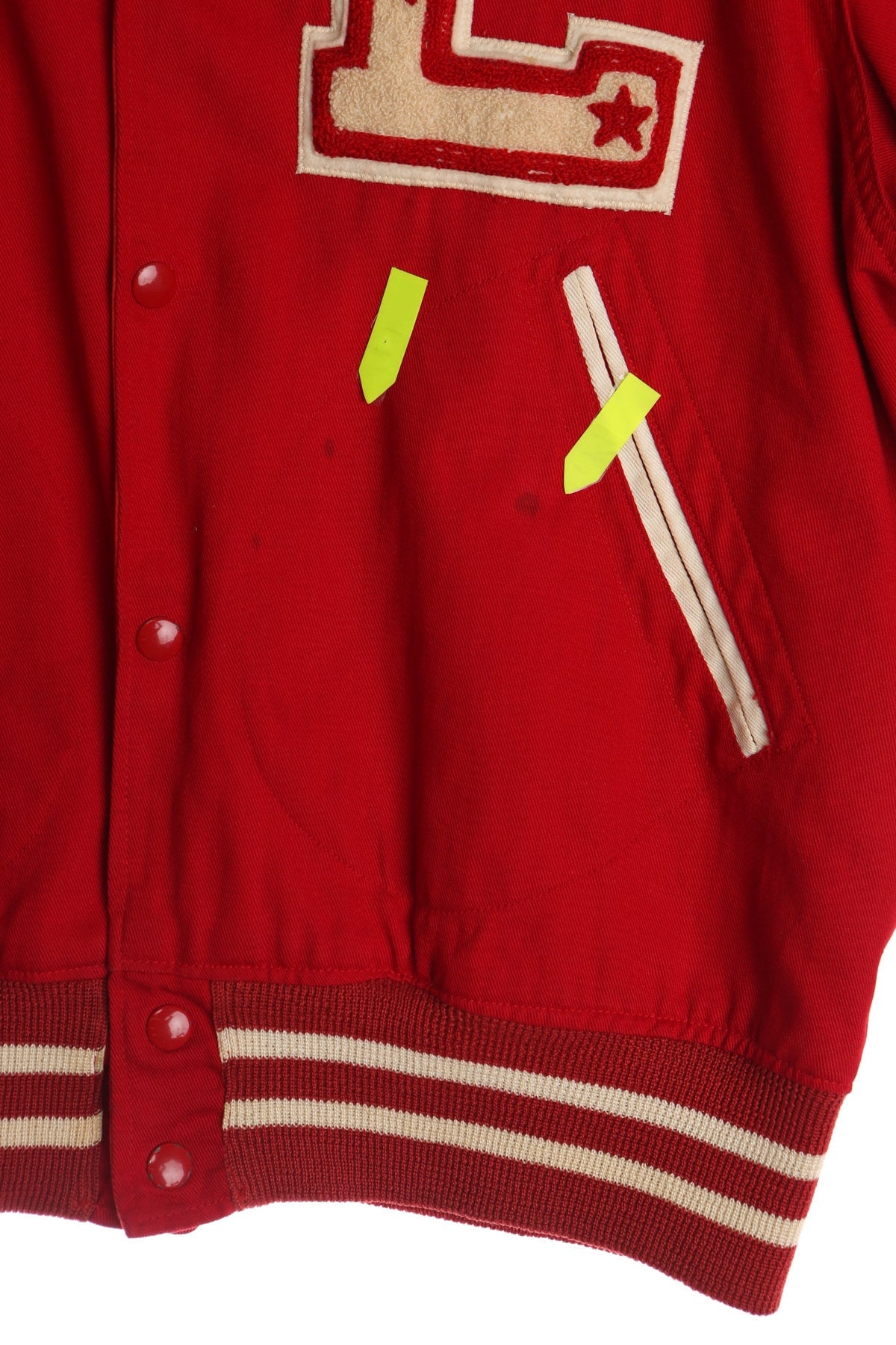 Vintage Men Red Varsity Jacket with a letter L Patch