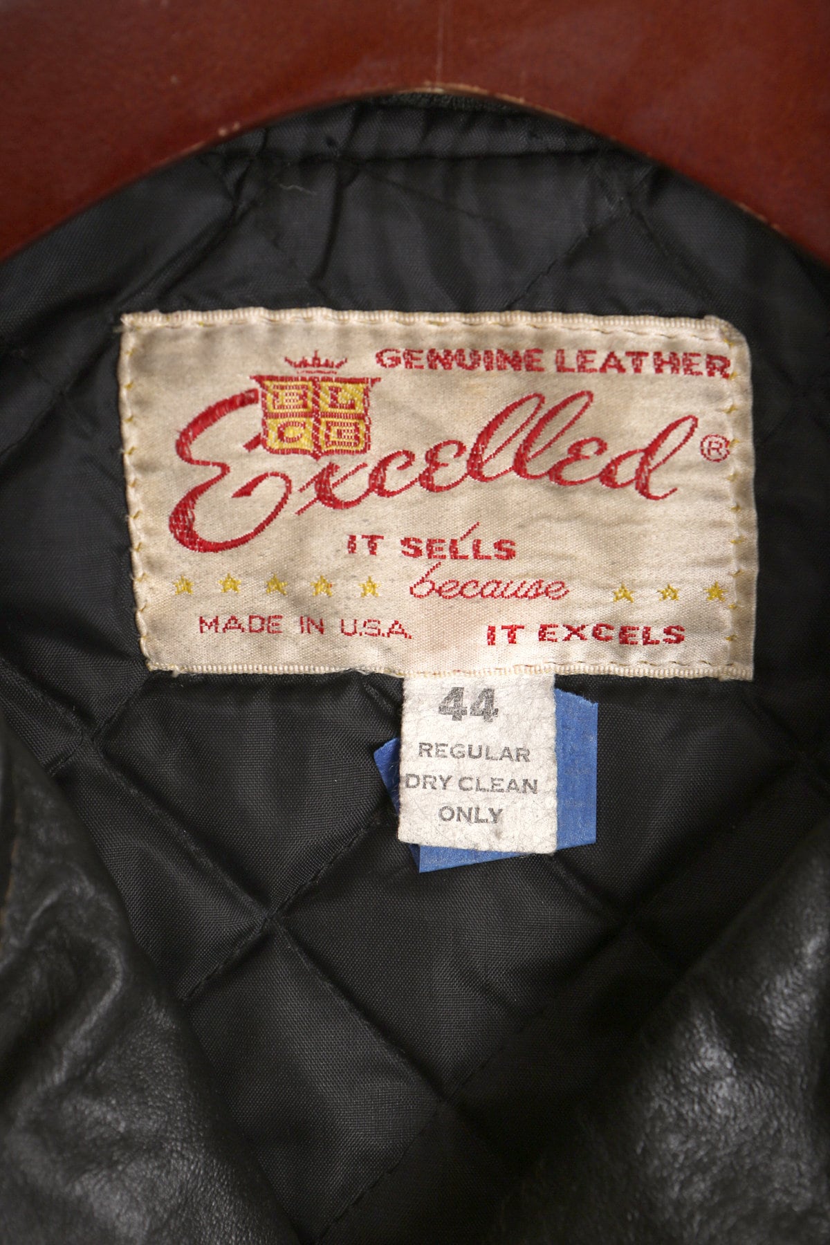 Vintage Men Black Biker Leather Jacket - Excelled Genuine Leather - Made in USA