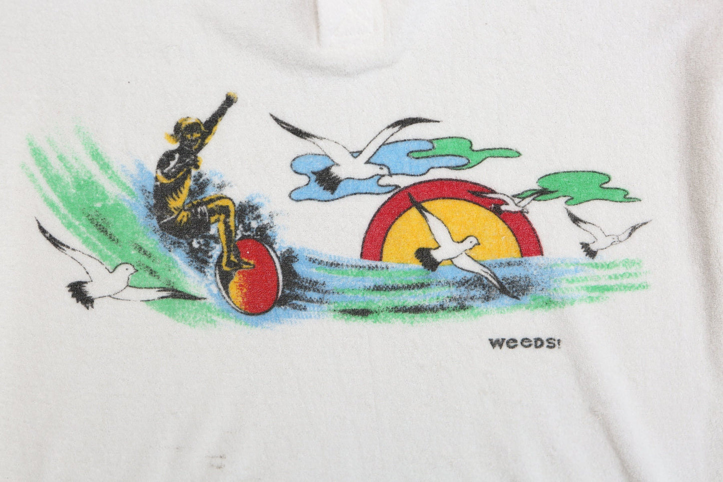 Vintage Surfing White Terrycloth Graphic Shirt