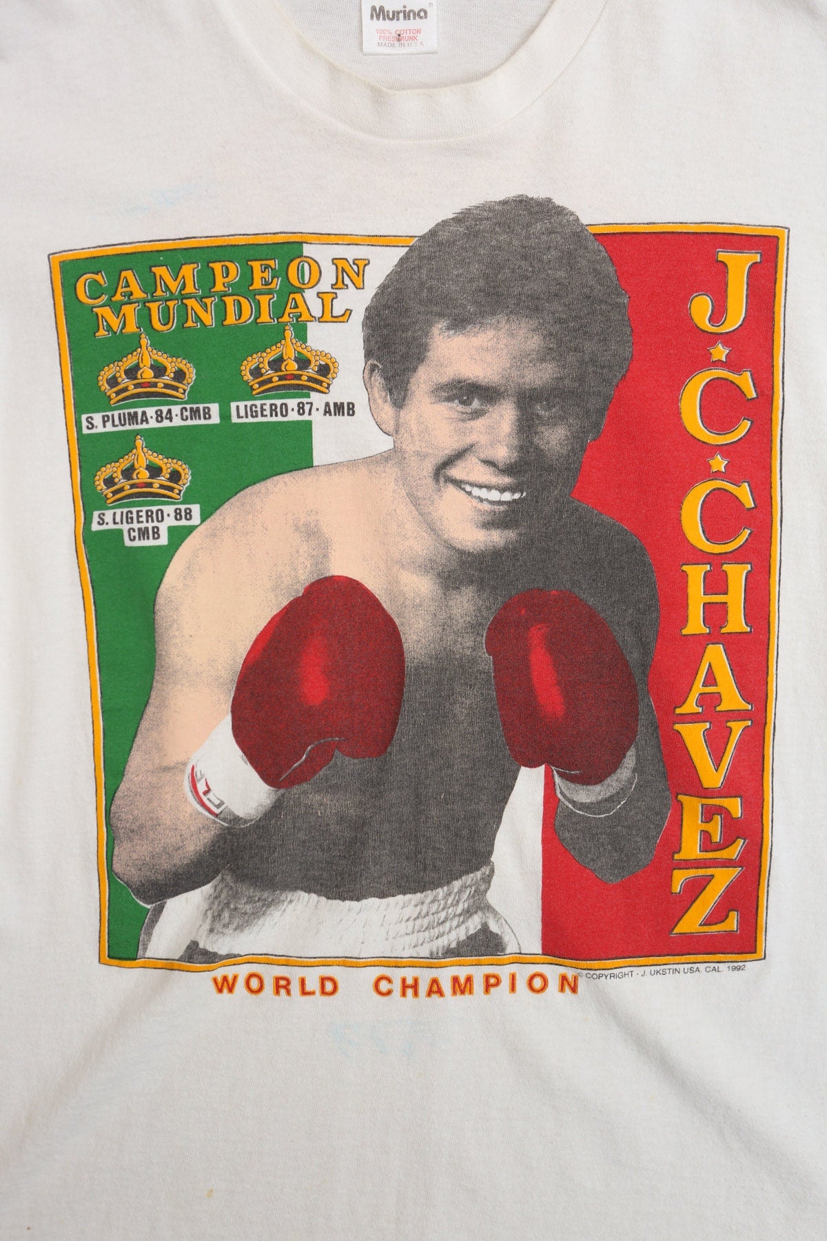 Vintage Mexican Boxer Graphic T-shirt - World Champion - Canpeon Mundial - Poker De Ases