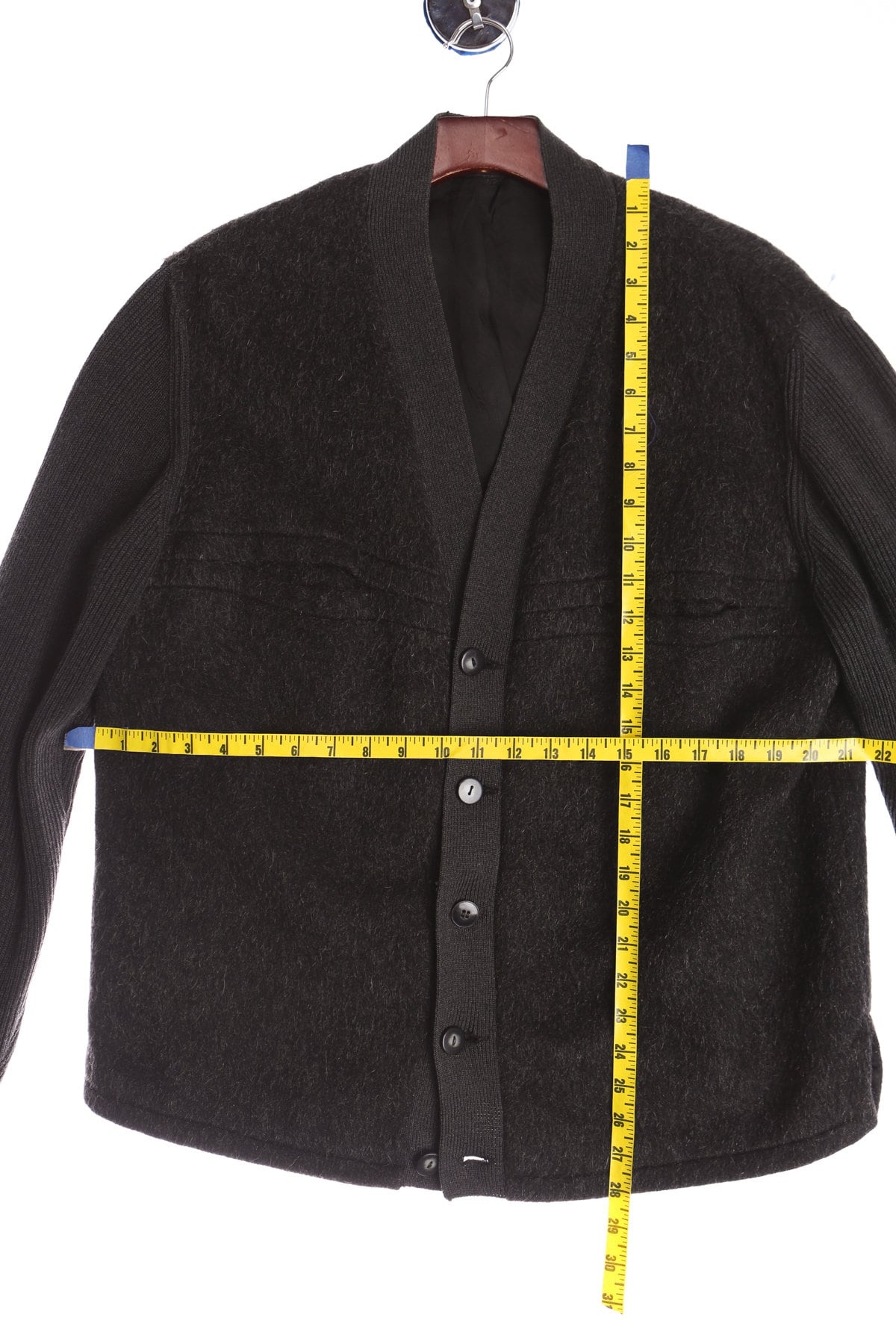 Vintage Men Black Cardigan Button Up Sweater - Era (50's - 60's)