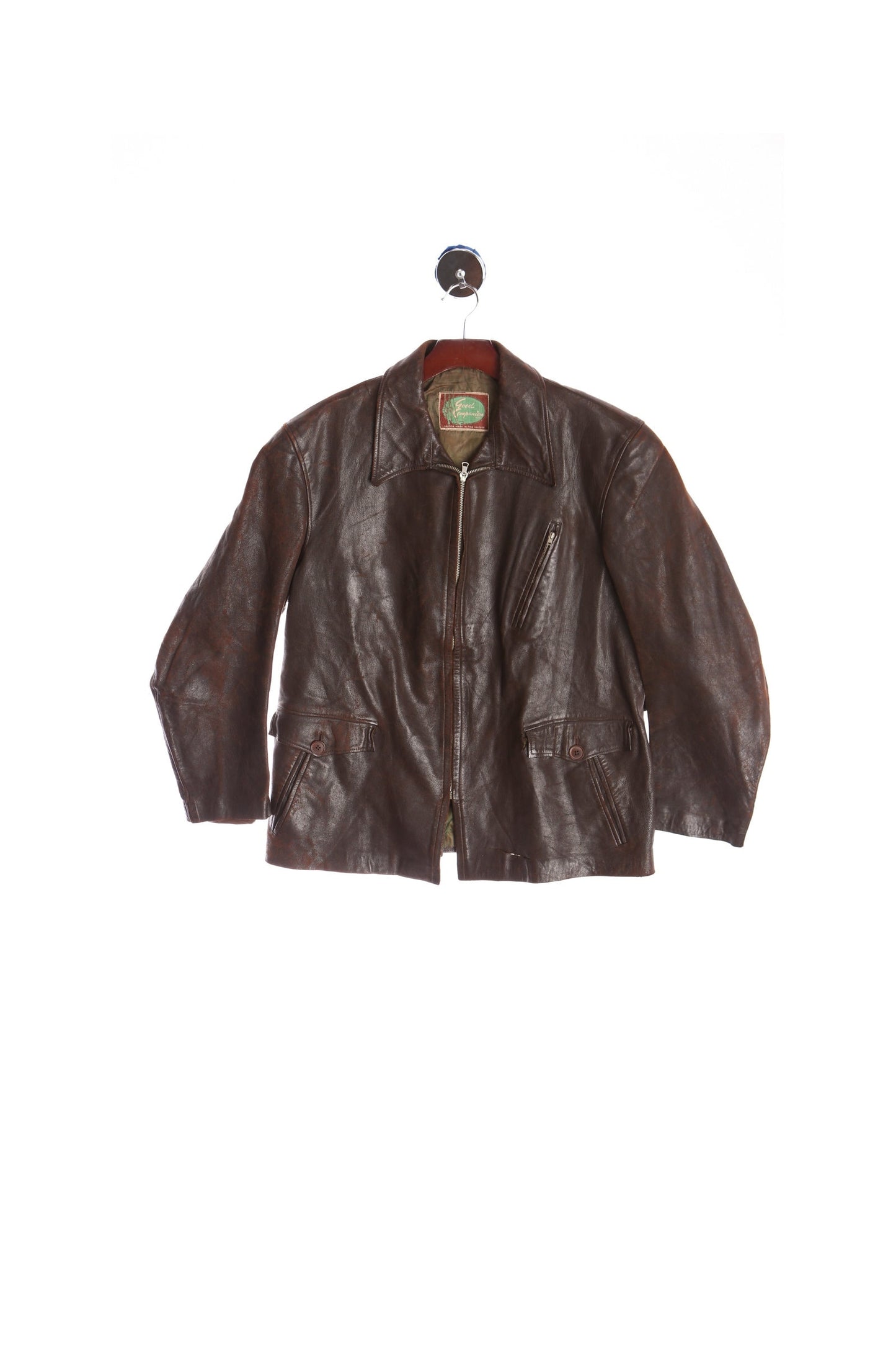 Good Companion British Vintage Men Brown Leather Coat - Era (40's - 50's)