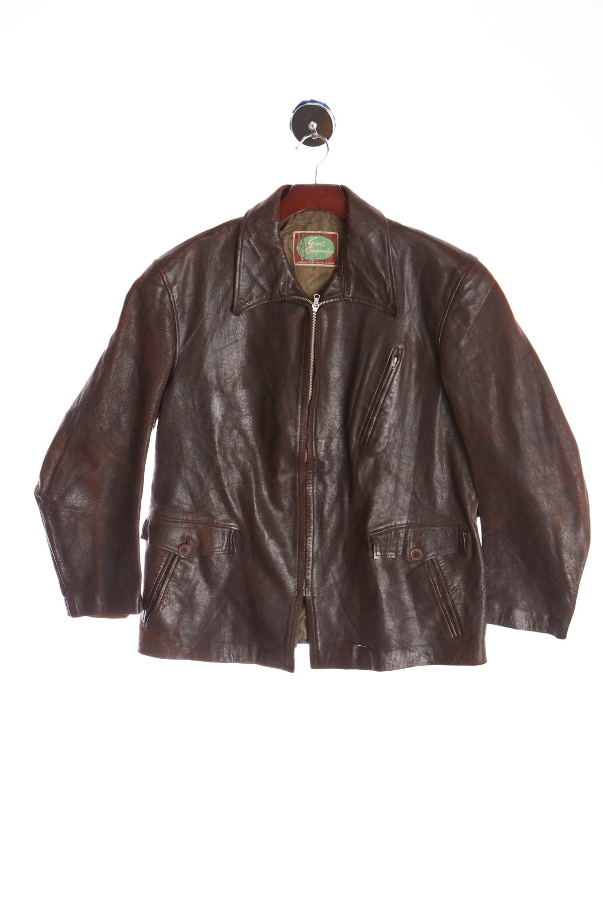 Good Companion British Vintage Men Brown Leather Coat - Era (40's - 50's)