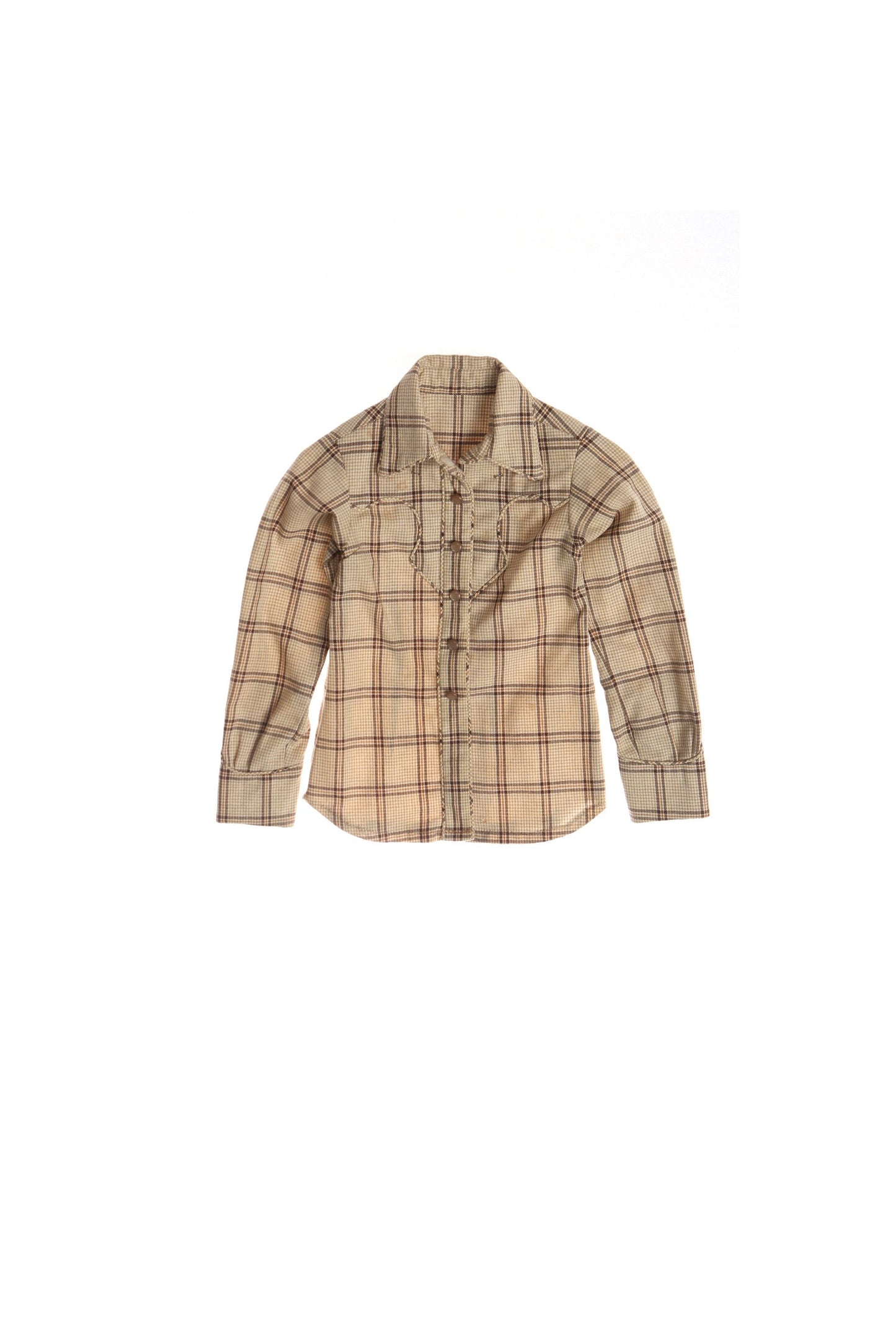 Vintage Western Beige Plaid Top - Era ( 40's - 50's )