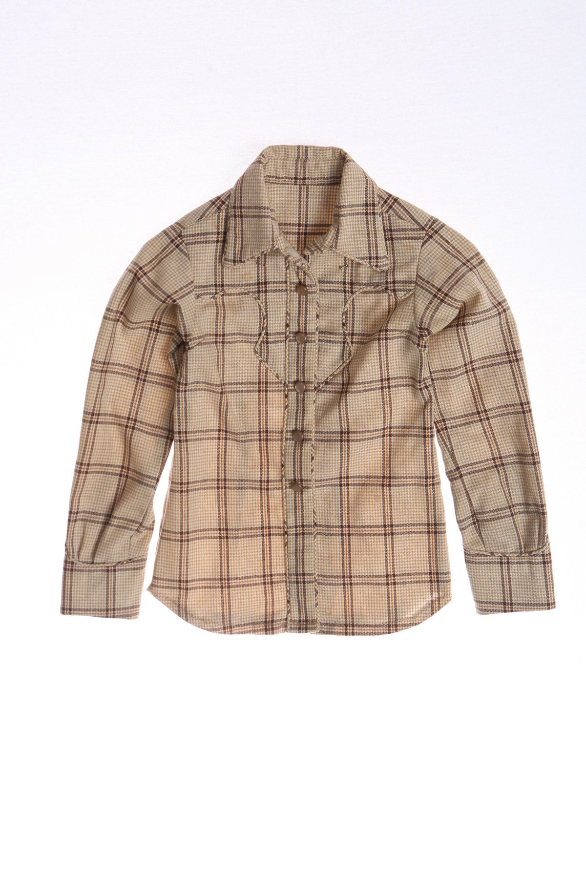Vintage Western Beige Plaid Top - Era ( 40's - 50's )