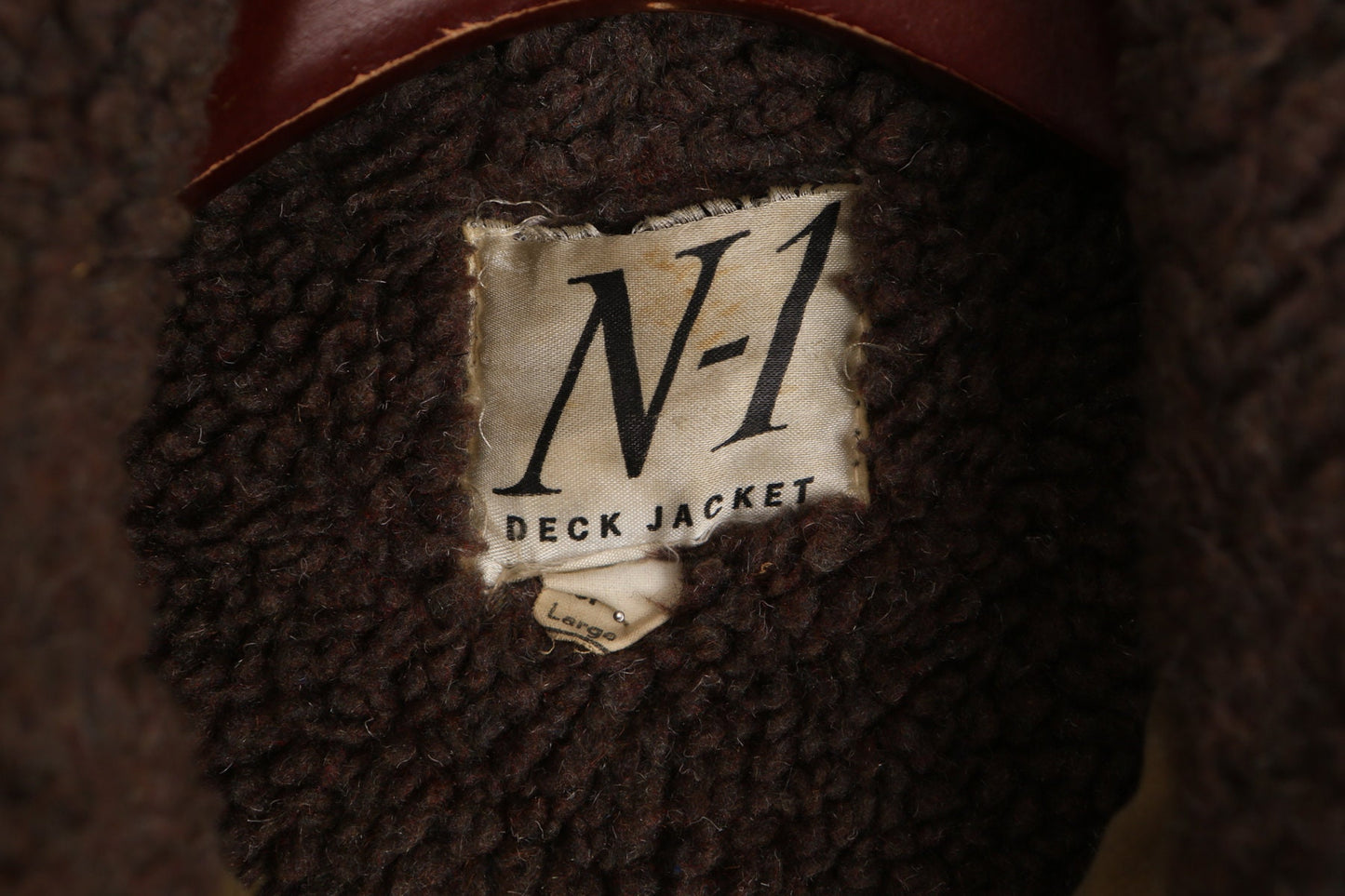 Vintage Military Green Canvas Brown Sherpa Jacket - N-1 Deck Jacket - USN