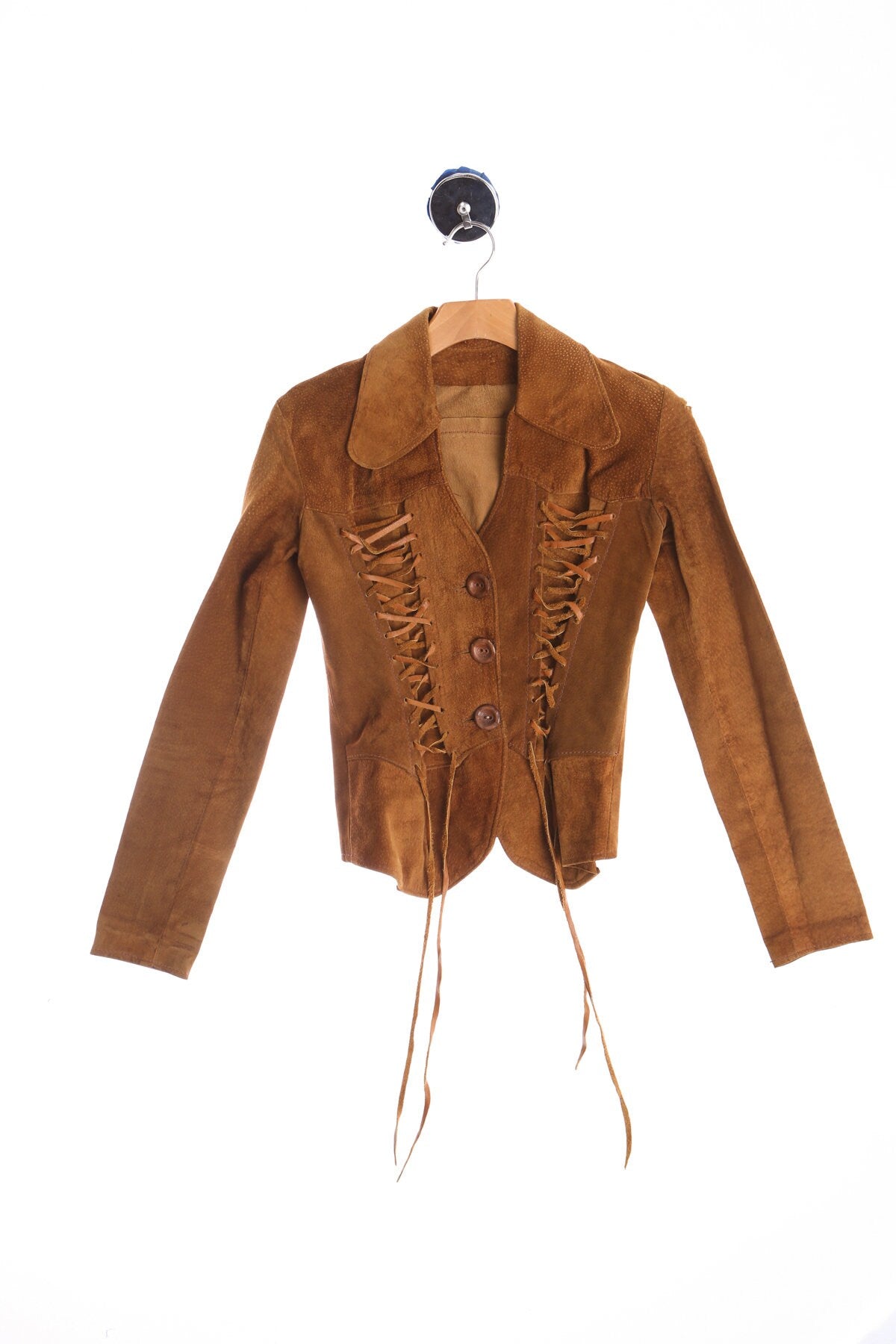 70's Women Brown Suede High Waist Jacket