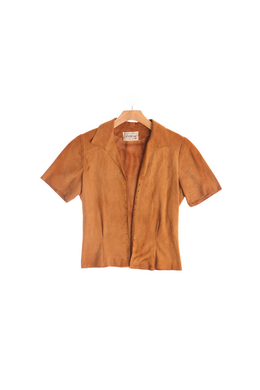 Vintage Women Tan Suede Top