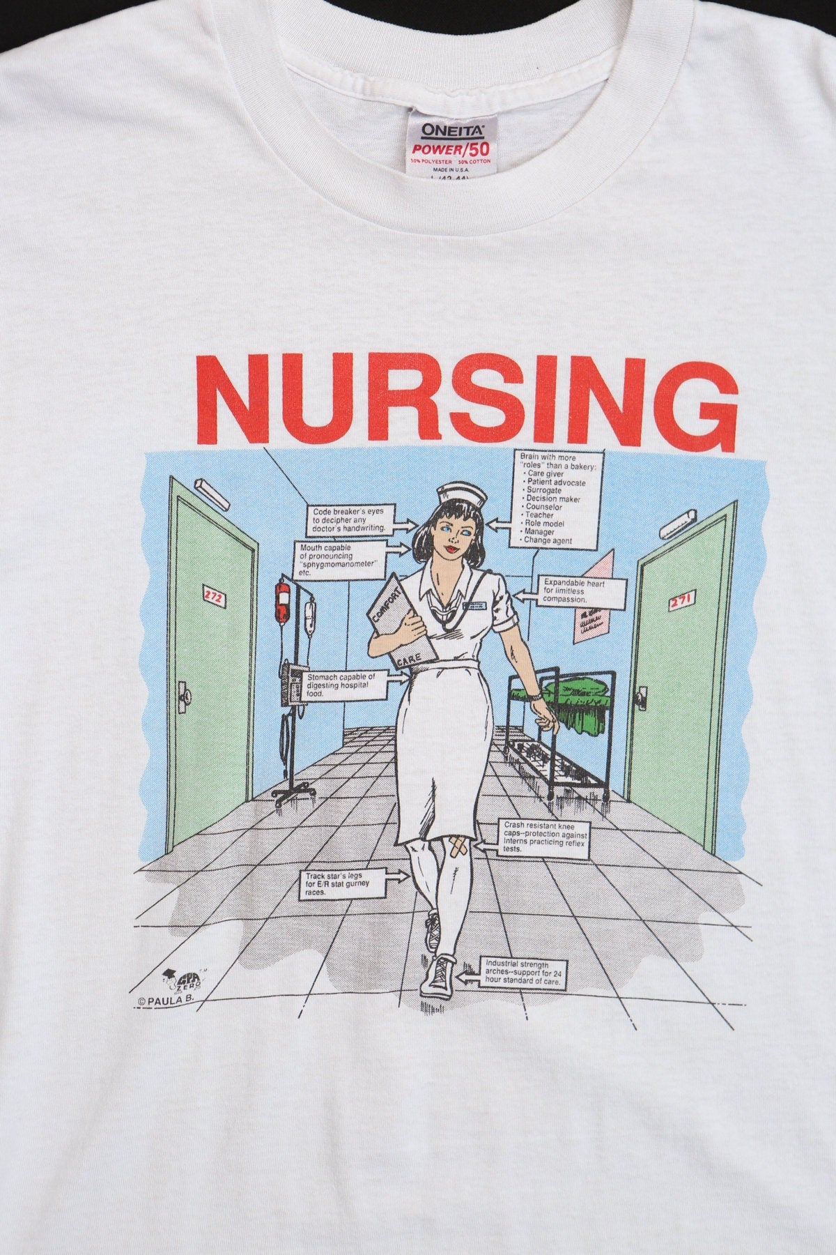 Nursing Vintage Graphic White T-shirt