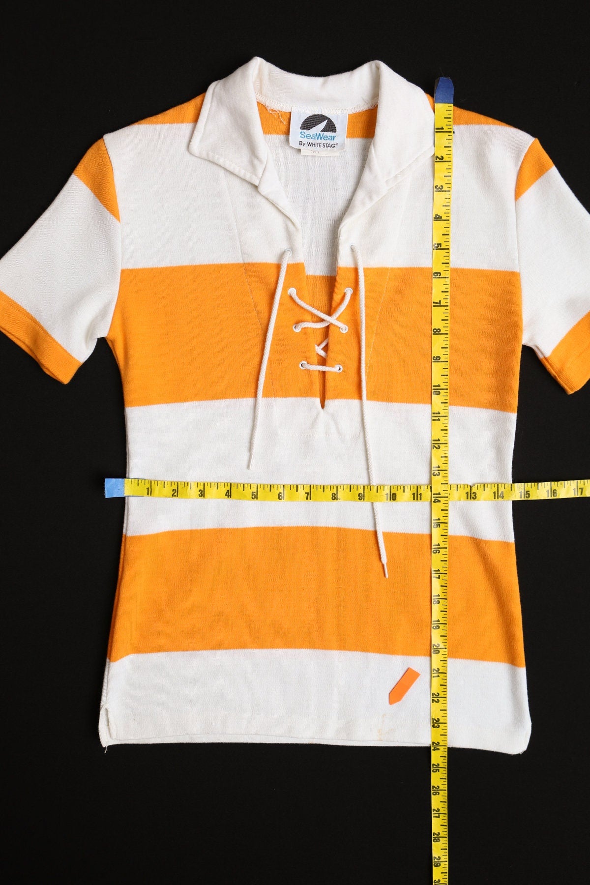 70's Women White and Yellow Striped Top