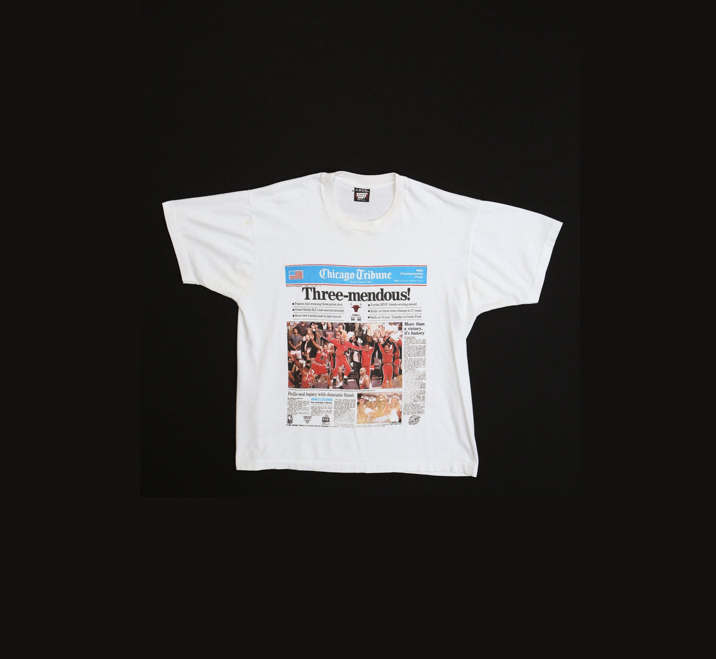 Chicago Tribune NBA Championship Final Basketball White Graphic T-shirt