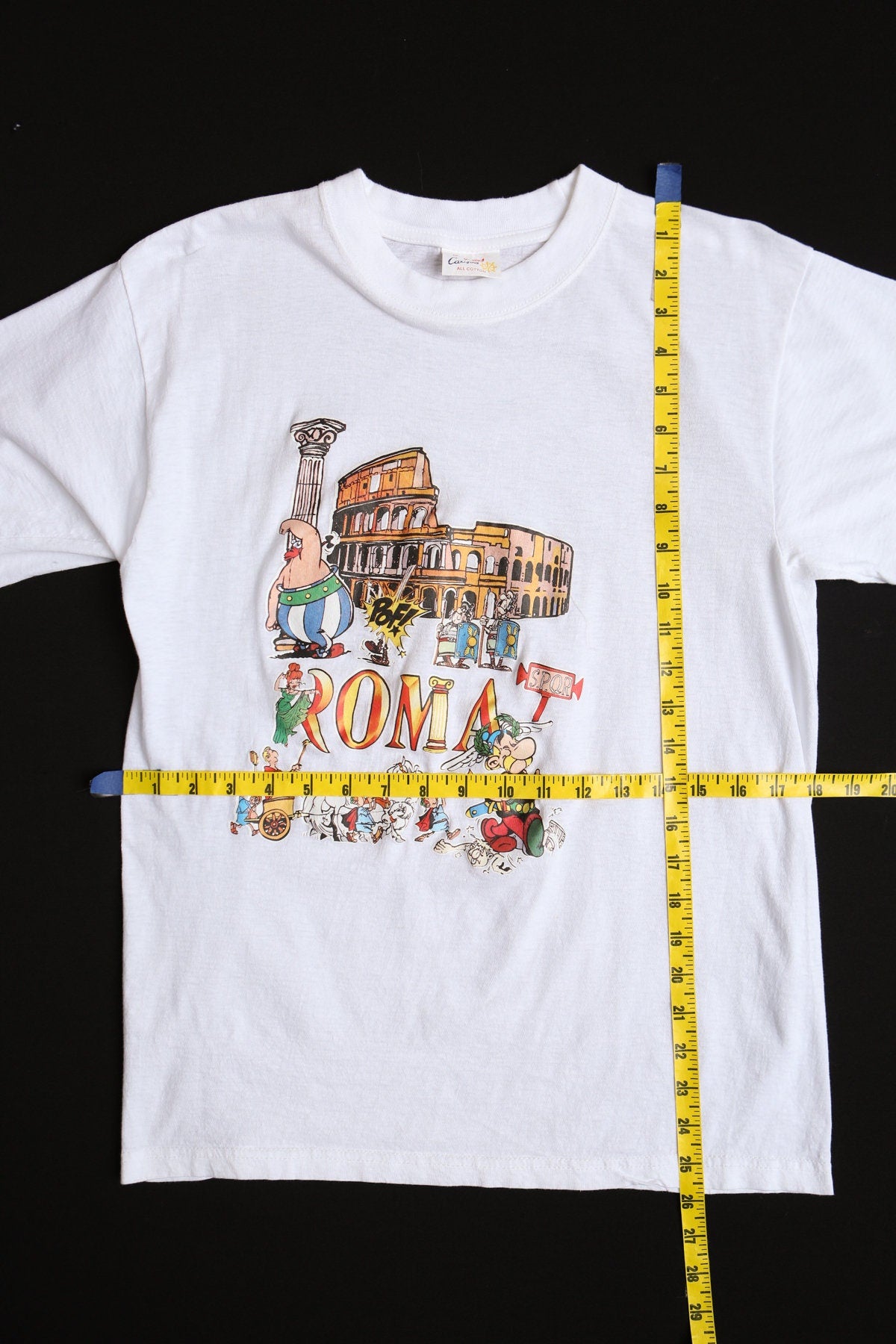 ROMA Iron Print White Vintage T-shirt - Onix and Asterix Vikings Cartoons