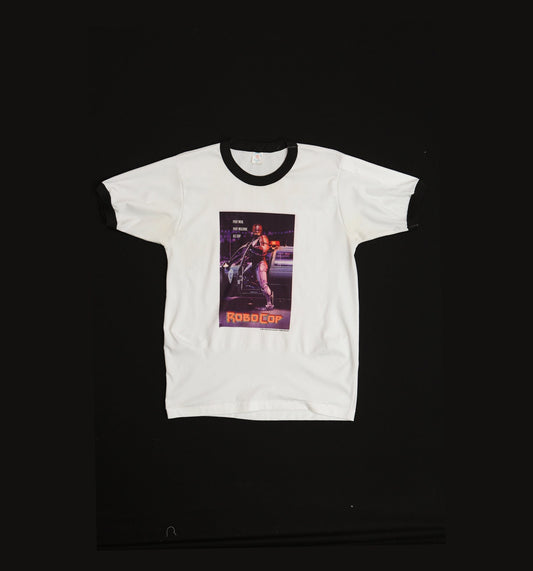 Vintage RoboCop Print White Graphic T-shirt