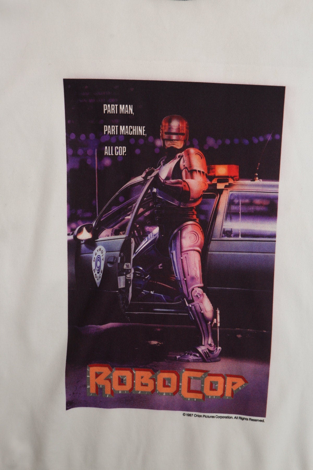 Vintage RoboCop Print White Graphic T-shirt