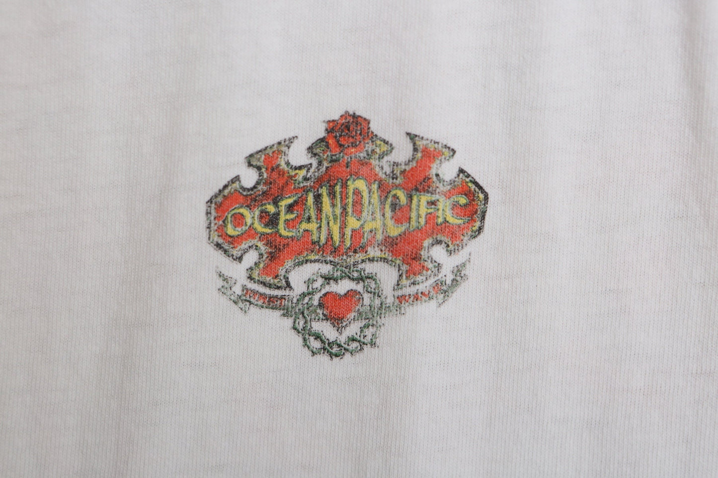 Vintage Ocean Pacific First Wave White Graphic T-shirt