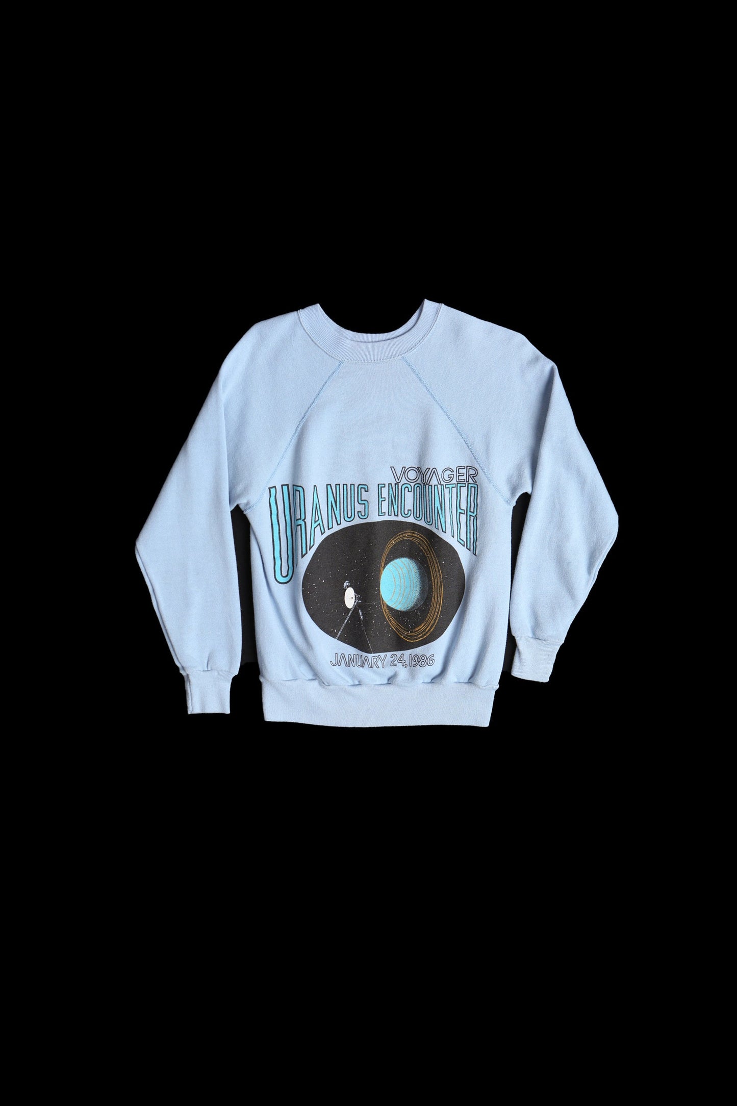 Vintage Blue Sweatshirt - Voyager Uranus Encounter January 24 1986 Print