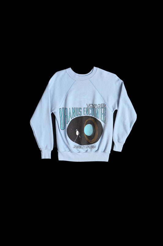 Vintage Blue Sweatshirt - Voyager Uranus Encounter January 24 1986 Print