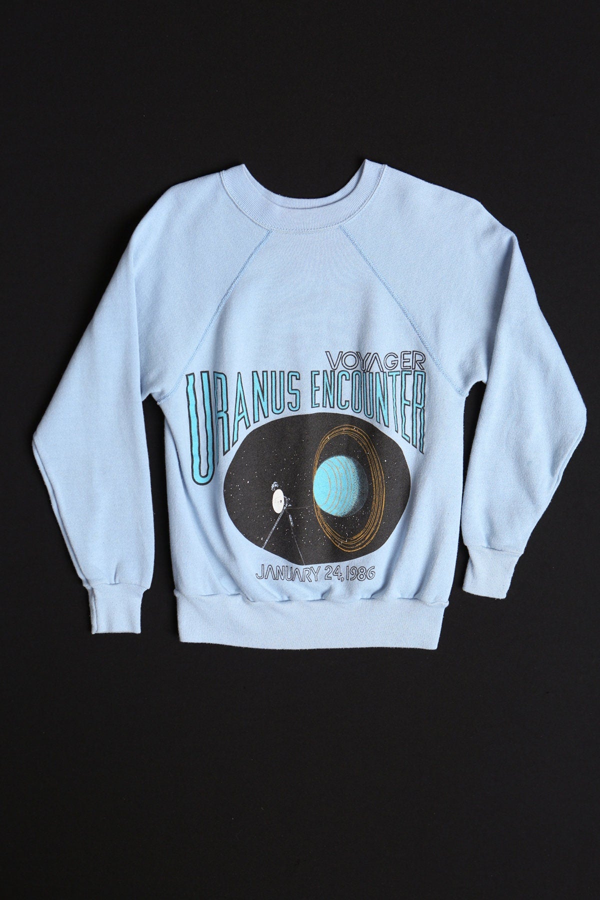 Vintage Blue Sweatshirt - Voyager Uranus Encounter January 24 1986 Print