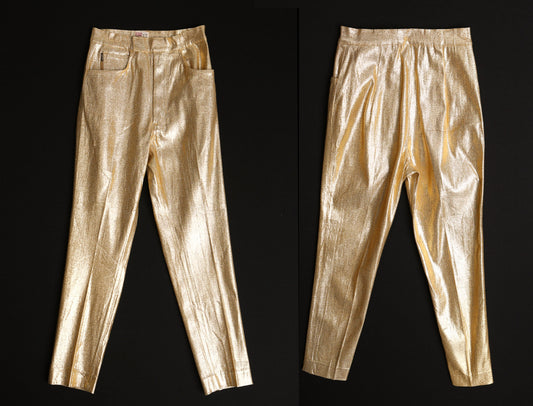 Vintage Levi's Metallic Golden High Waist Western Pants - Era ( 50's - 60's ) - California Ranch Pants - Big E
