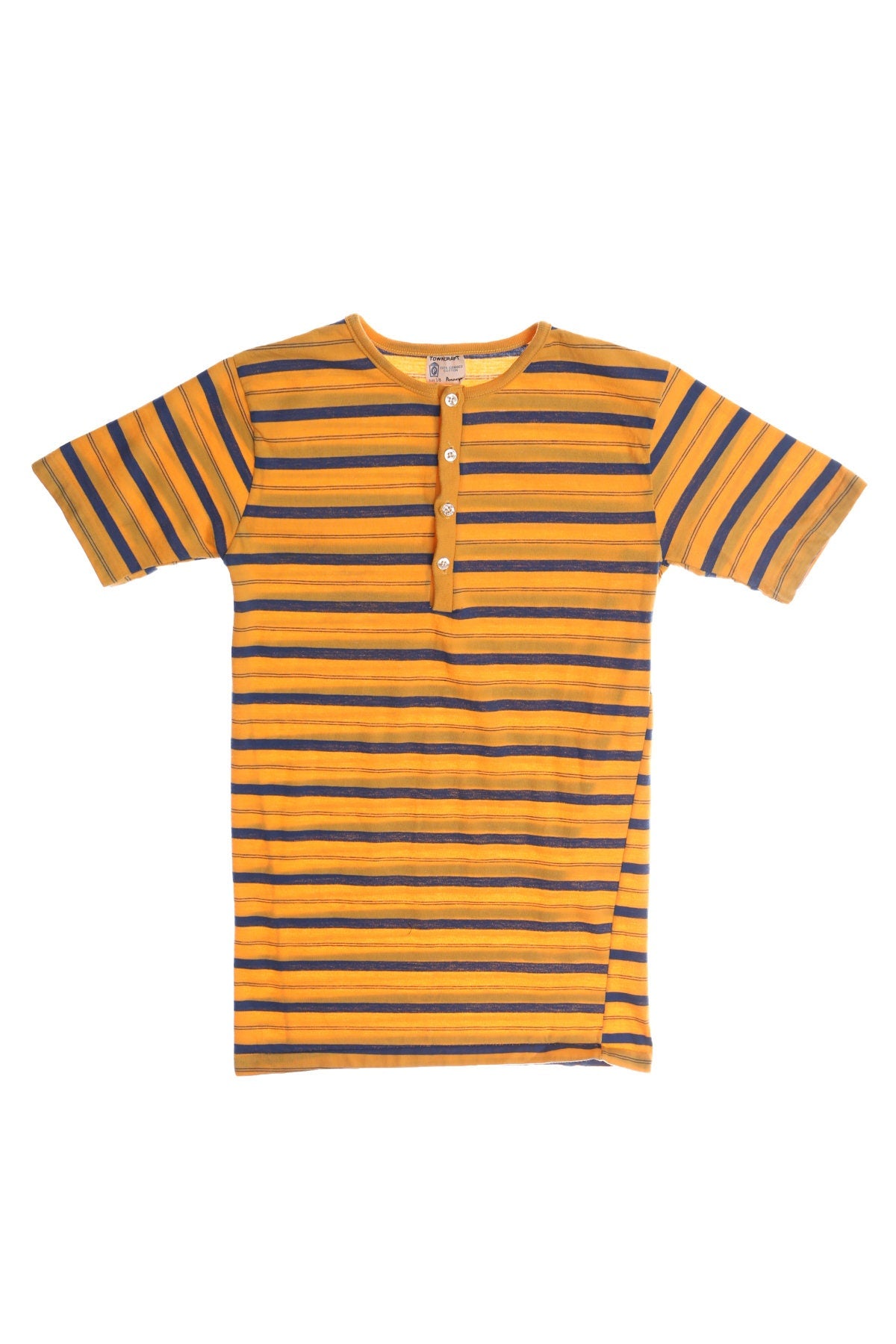 Vintage Towncraft Yellow Striped Shirt - Henley Neck - Era ( 50's - 60's )