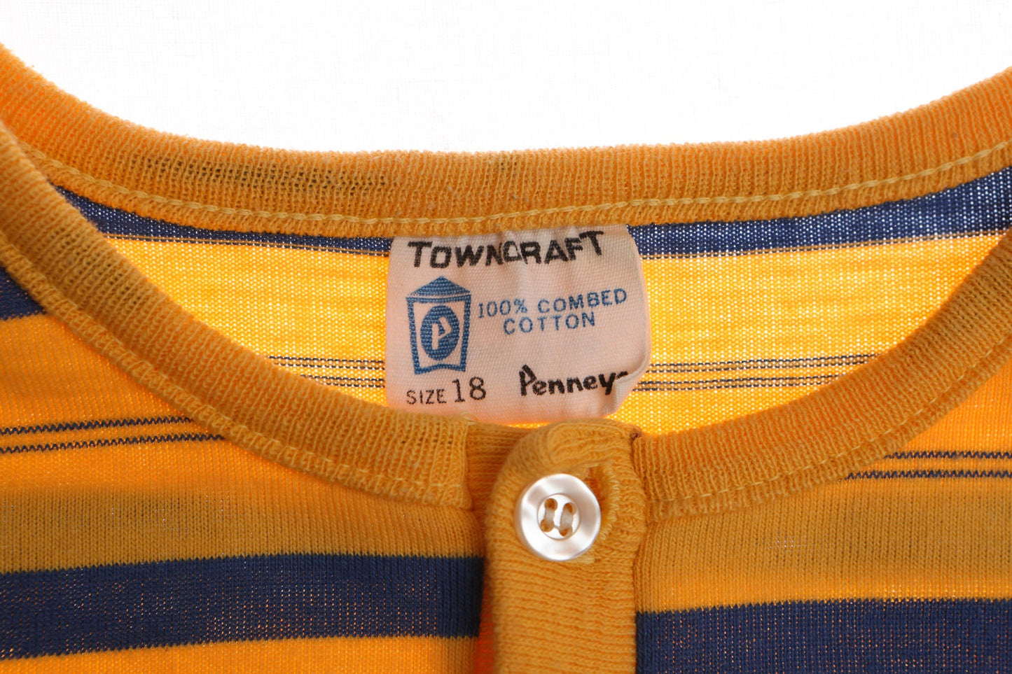 Vintage Towncraft Yellow Striped Shirt - Henley Neck - Era ( 50's - 60's )