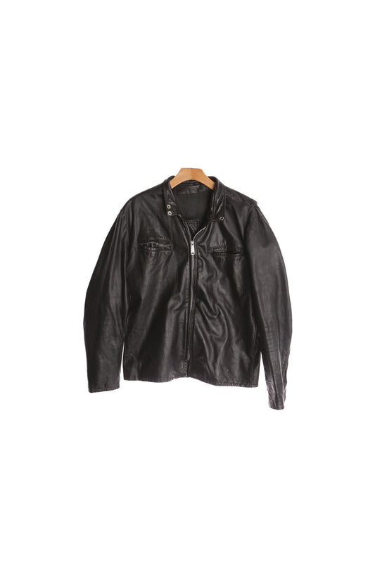 Vintage Men Black Cafe Racer Leather Jacket