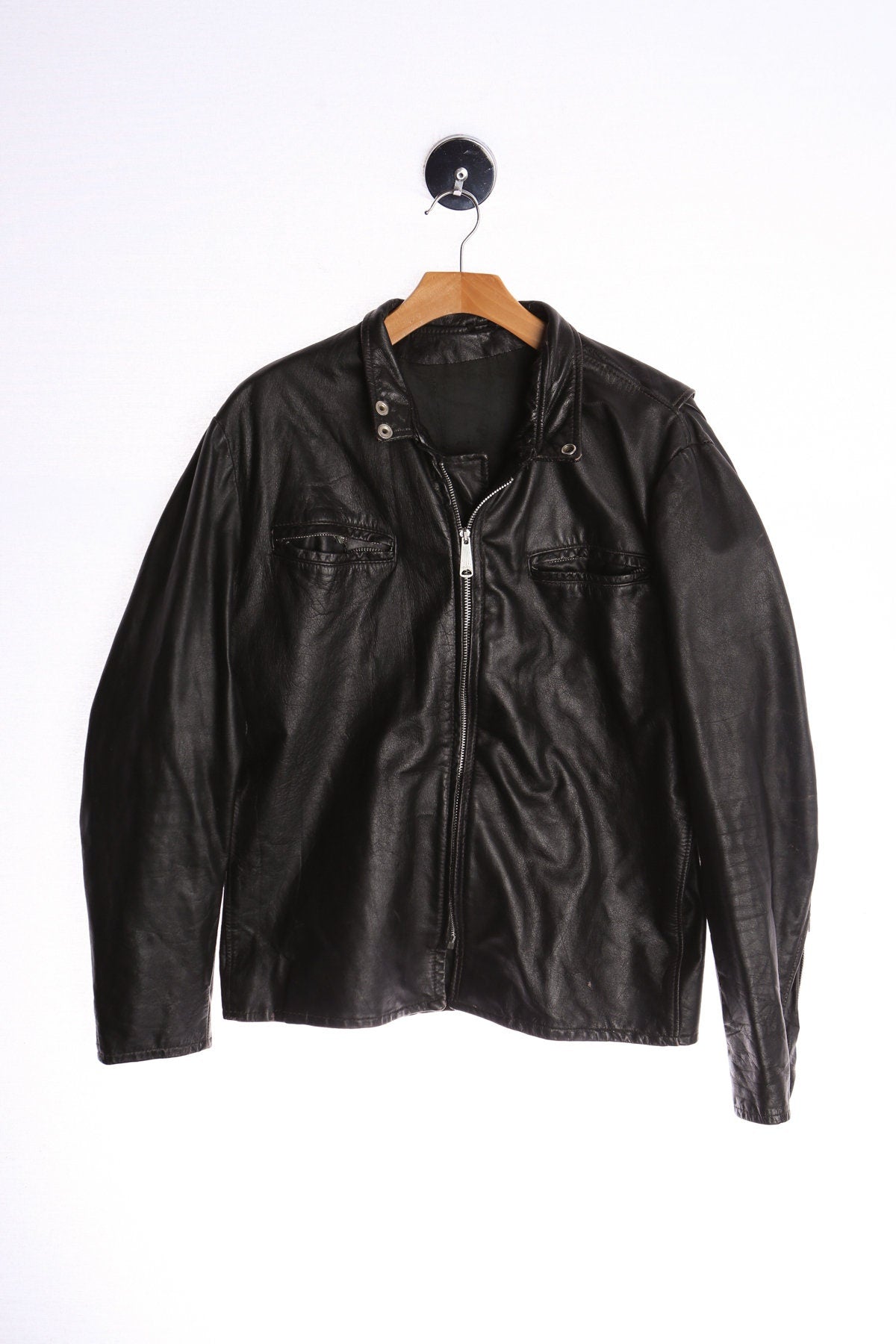 Vintage Men Black Cafe Racer Leather Jacket