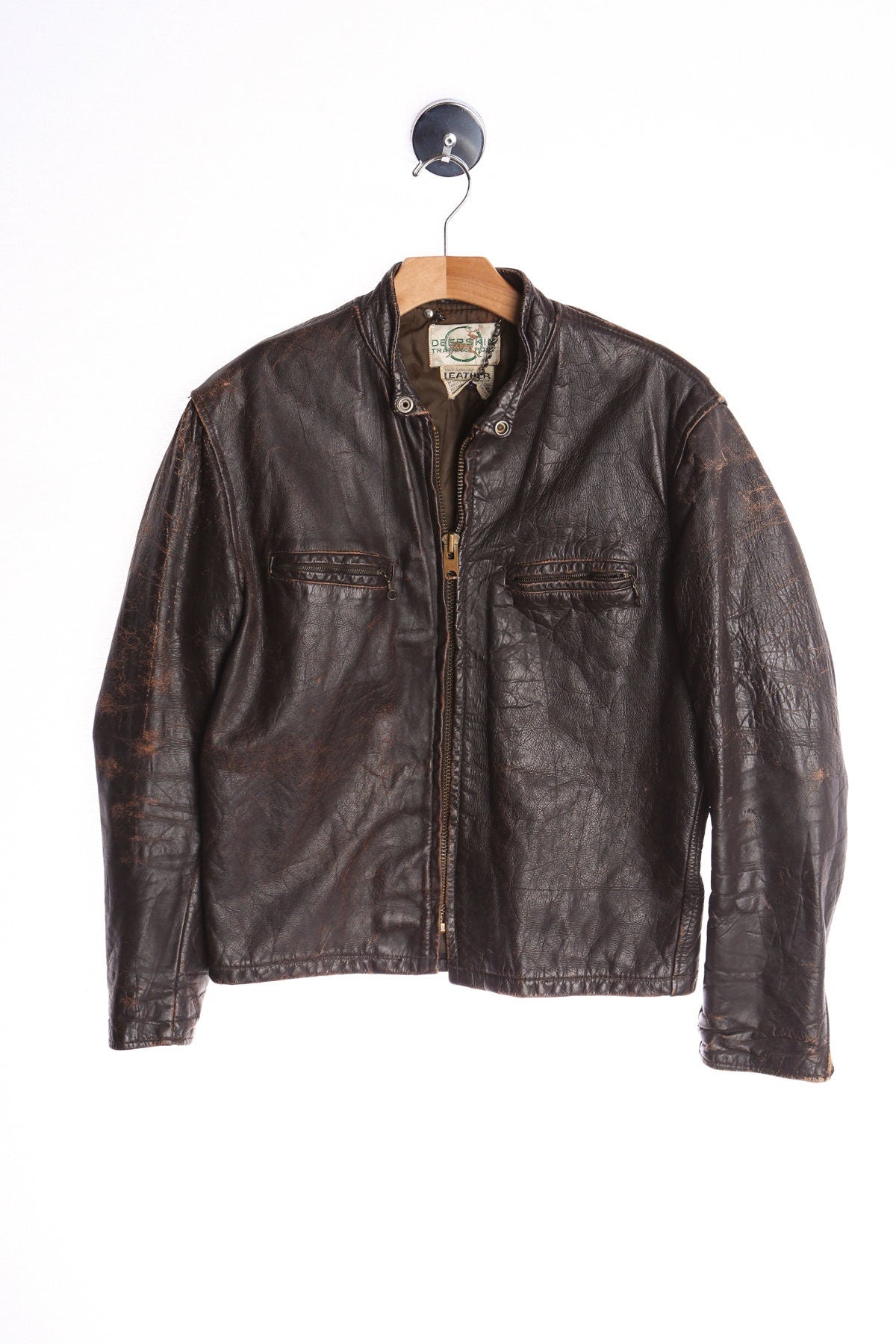 Vintage Men Brown Cafe Racer Leather Jacket