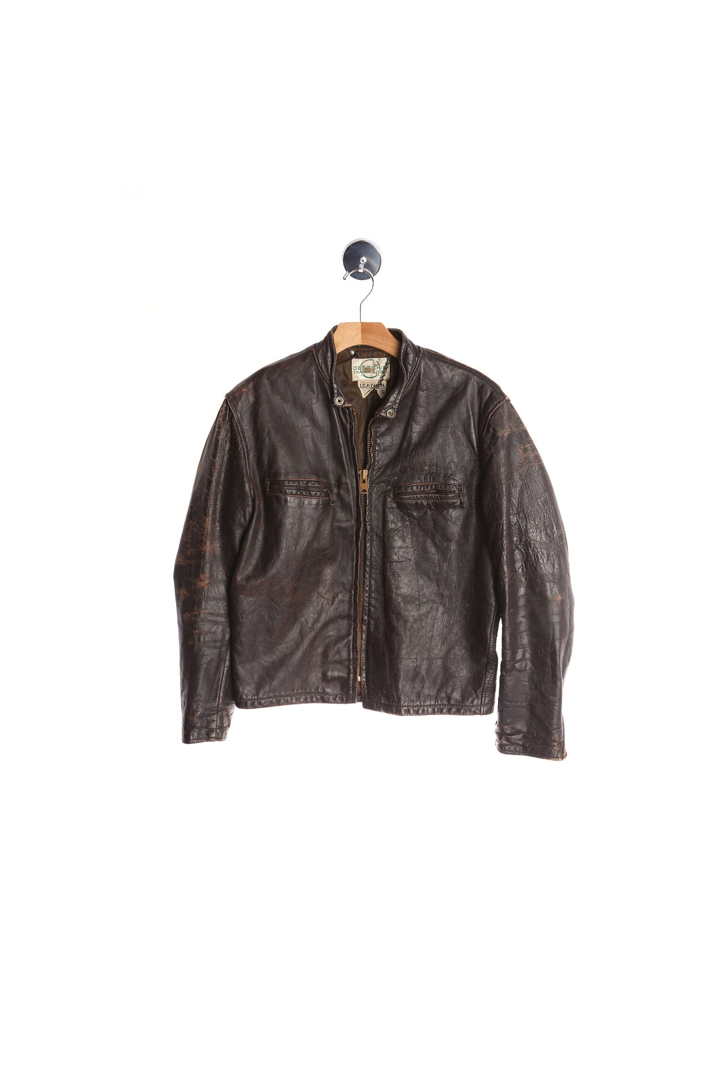 Vintage Men Brown Cafe Racer Leather Jacket