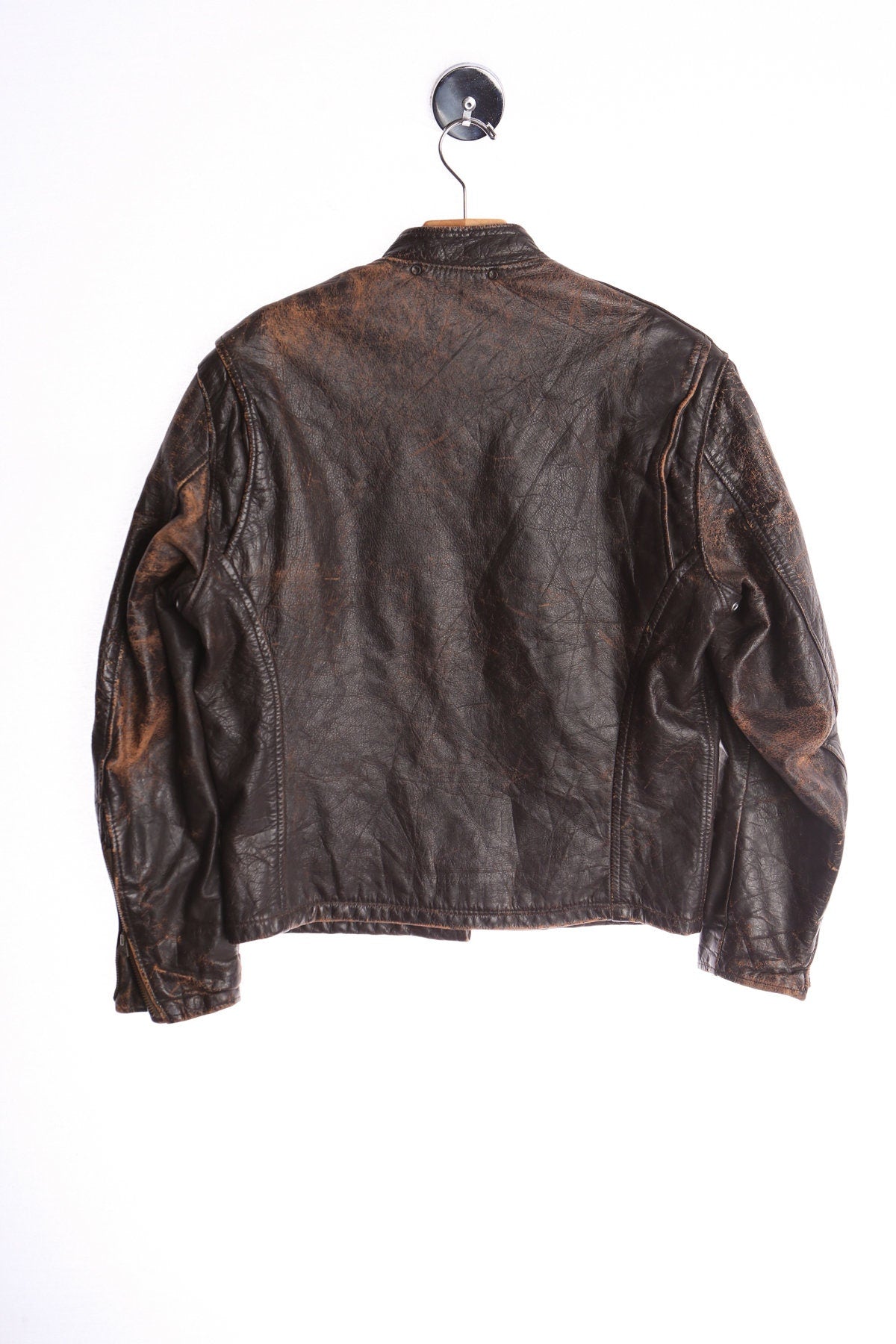 Vintage Men Brown Cafe Racer Leather Jacket