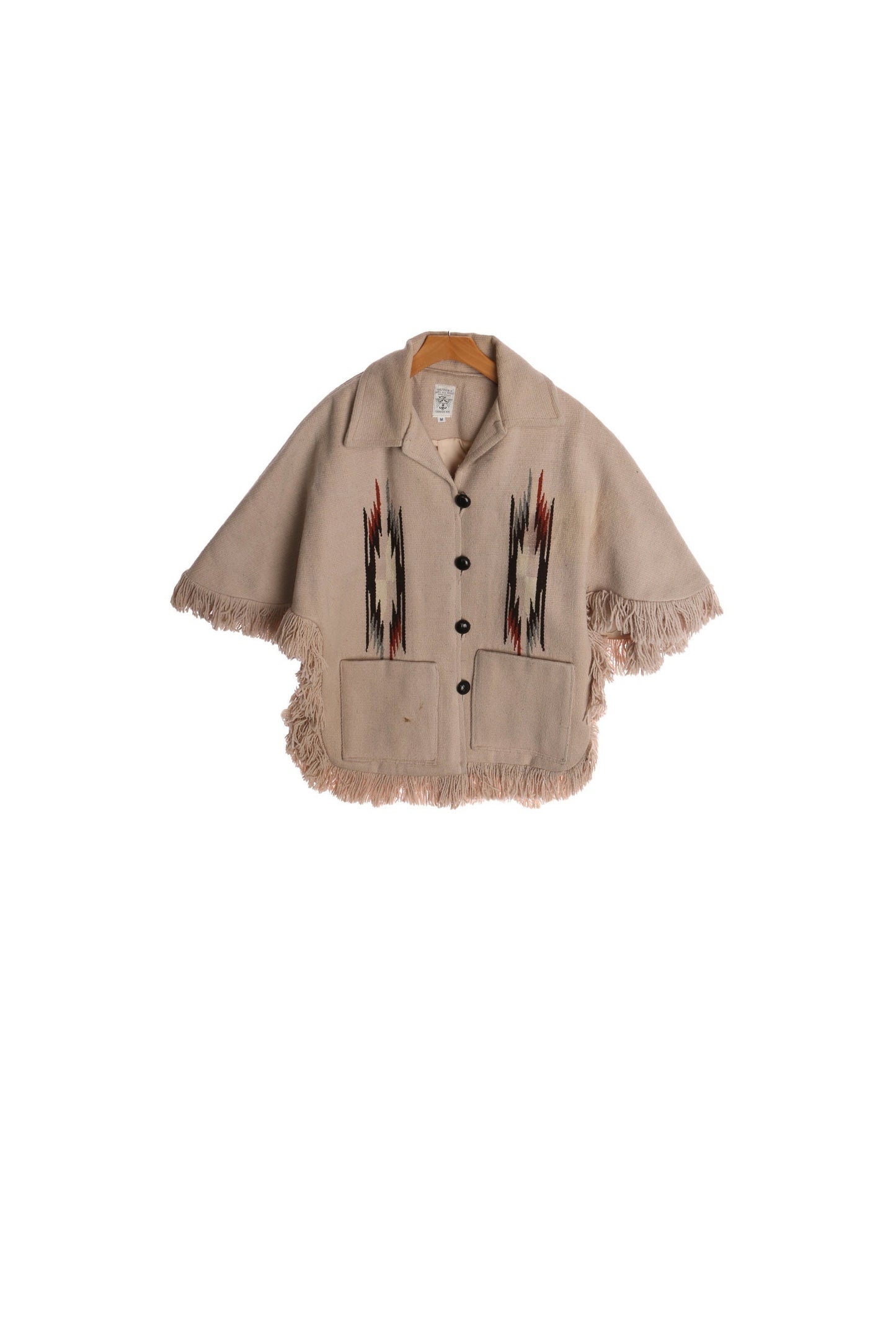 Vintage Women Ortega's Chimayo Beige Tribal Poncho