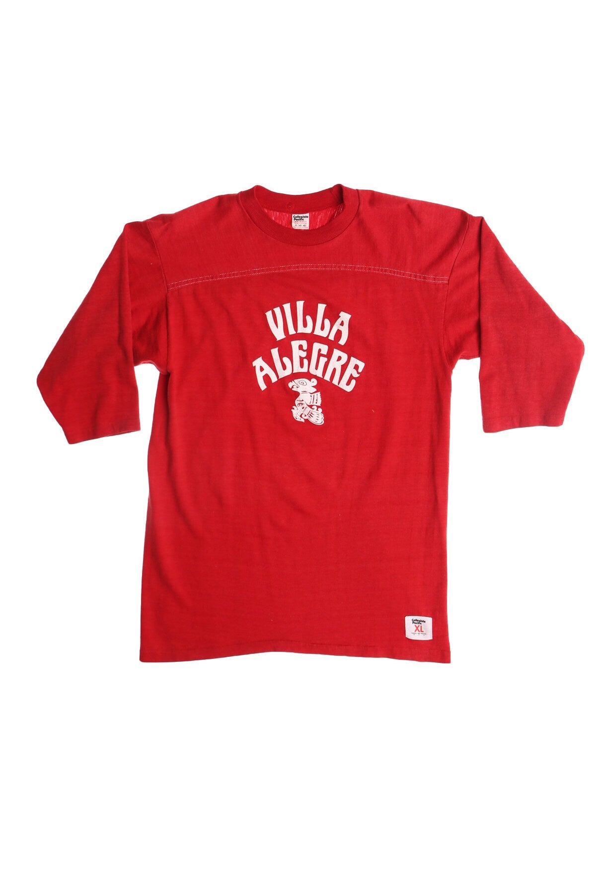 Vintage Red Football Jersey - Villa Grande White Print - Collegiate Pacific Label