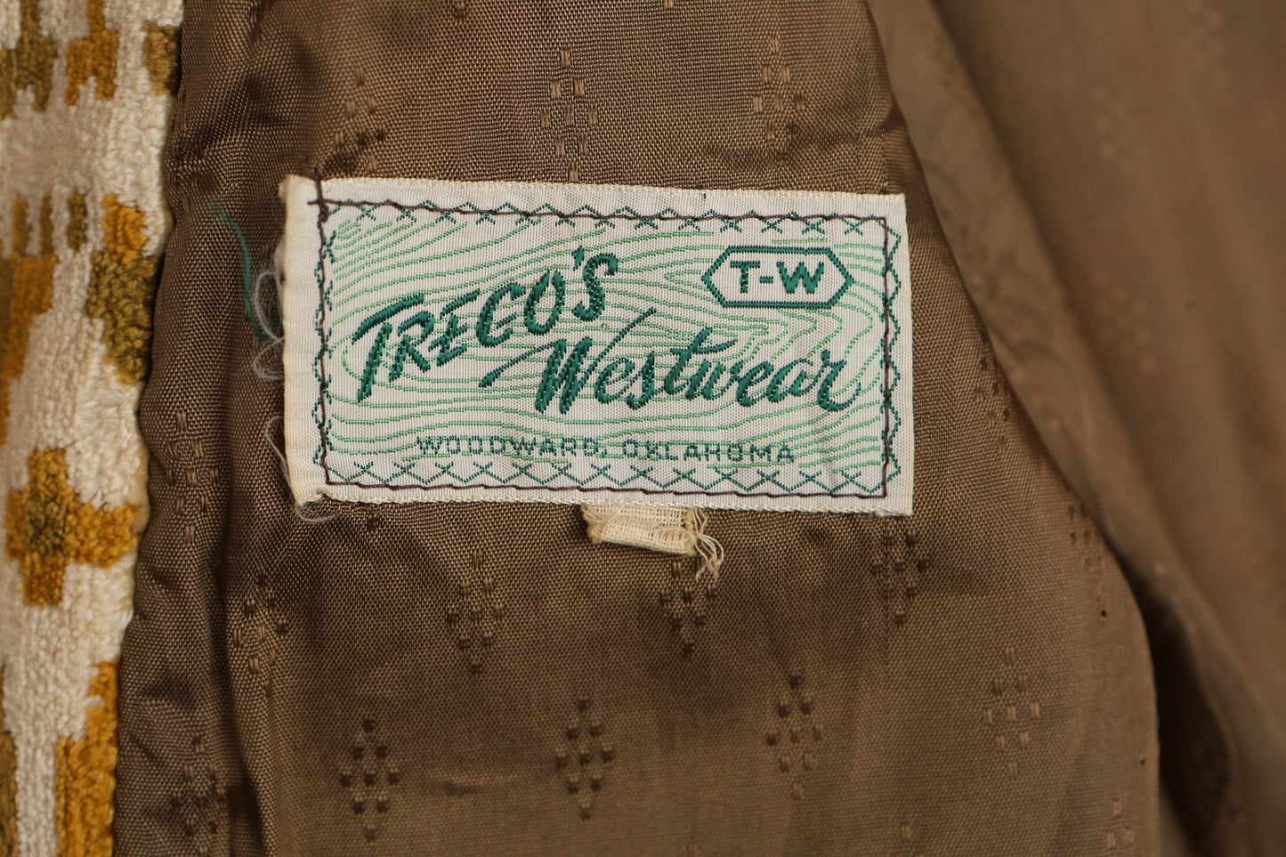 70's Women Beige Tribal Print Tapestry Coat