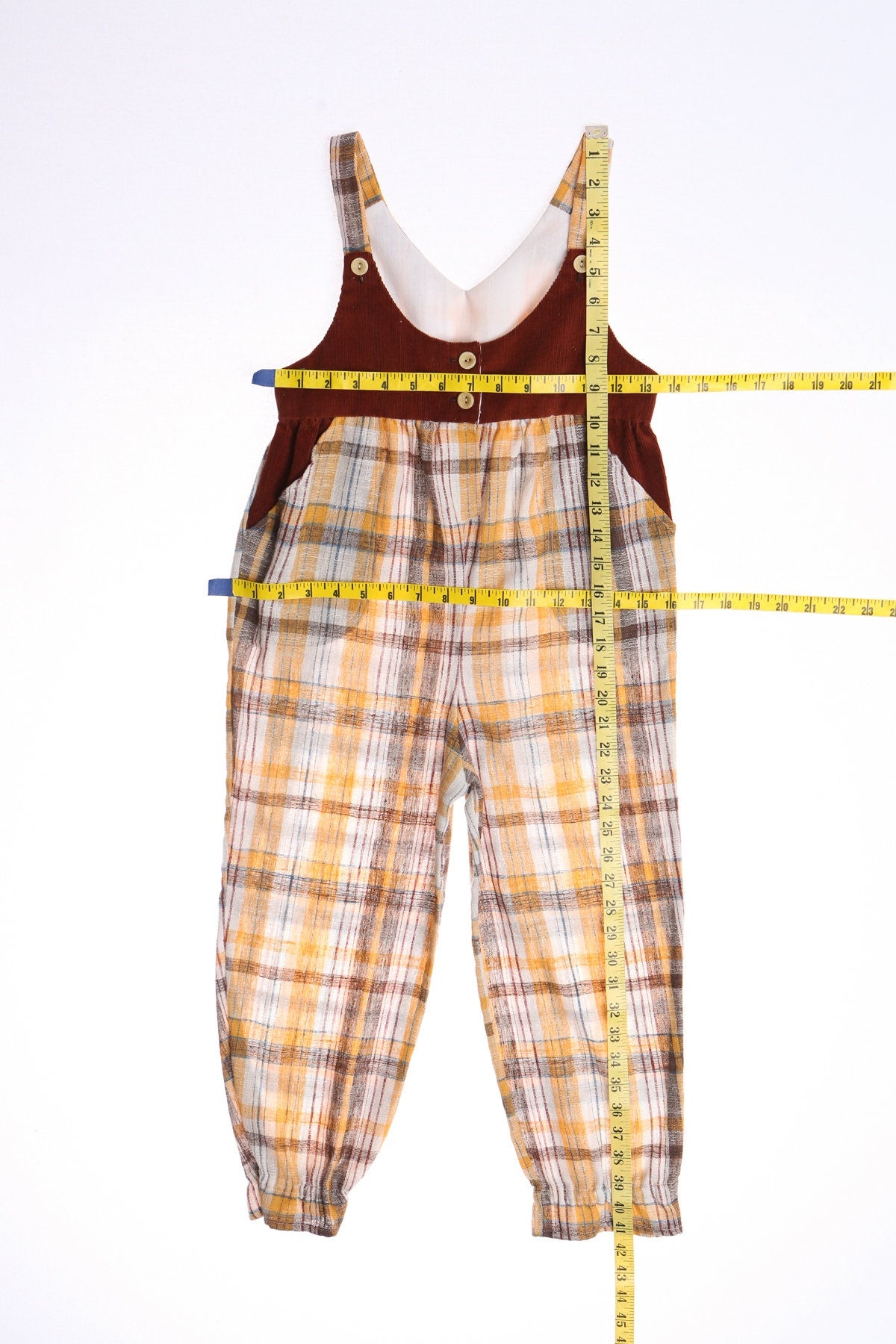 Kids Beige Plaid Jumpsuit