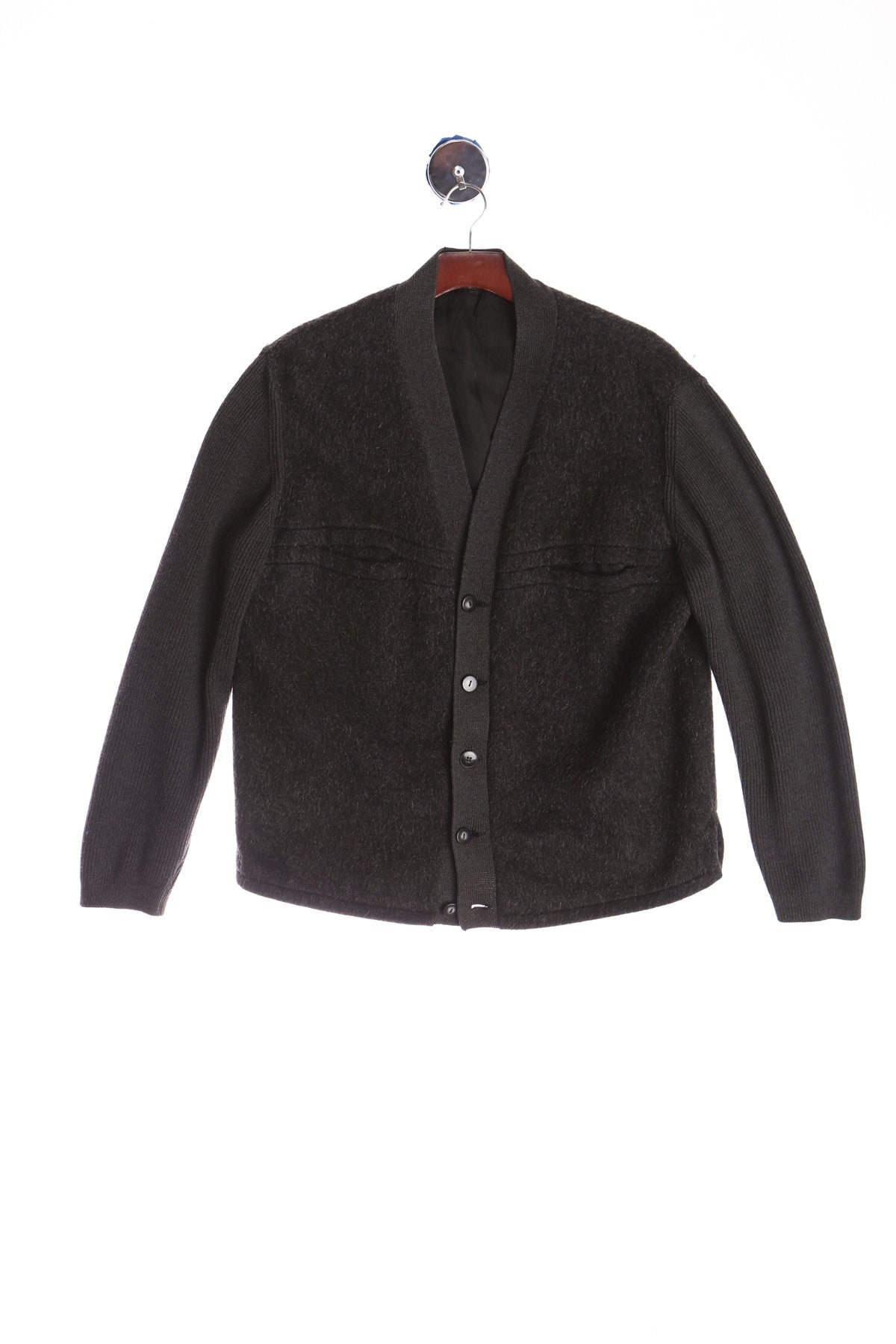 Vintage Men Black Cardigan Button Up Sweater - Era (50's - 60's)