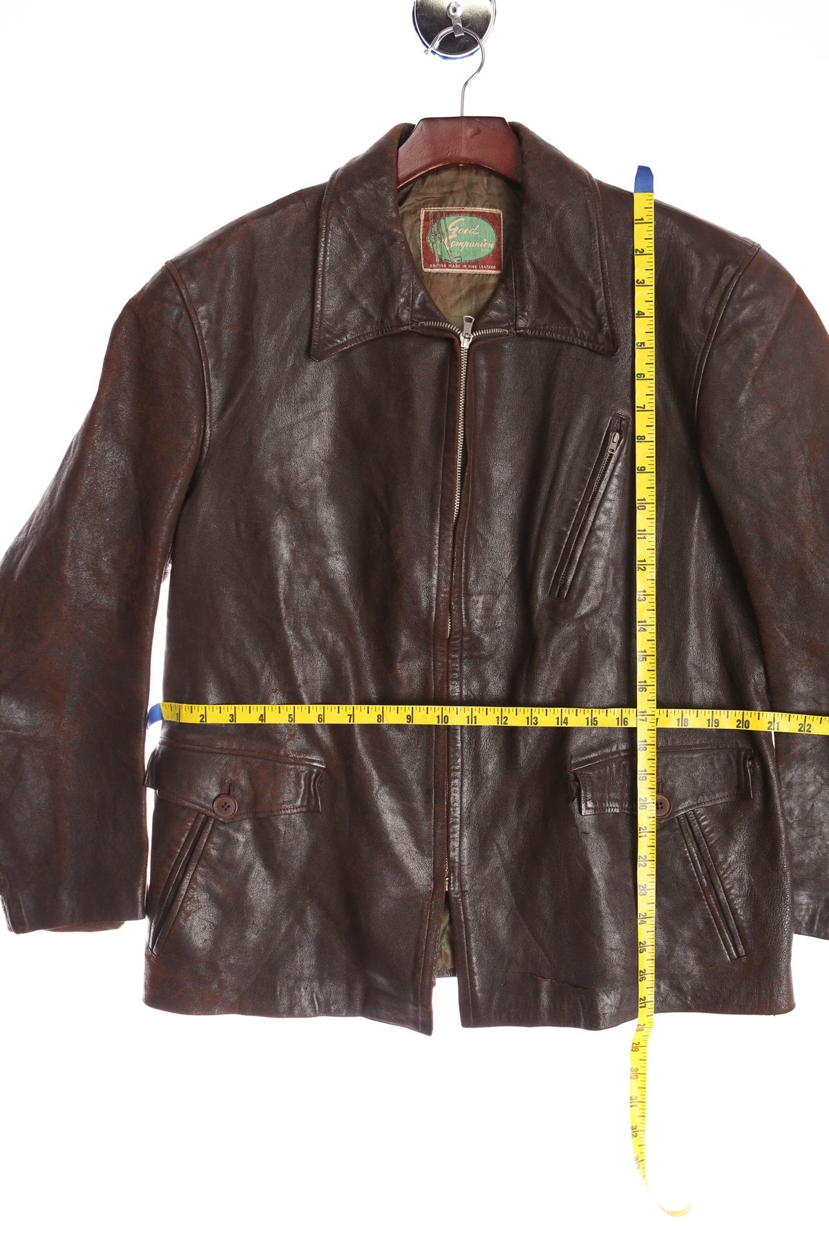 Good Companion British Vintage Men Brown Leather Coat - Era (40's - 50's)