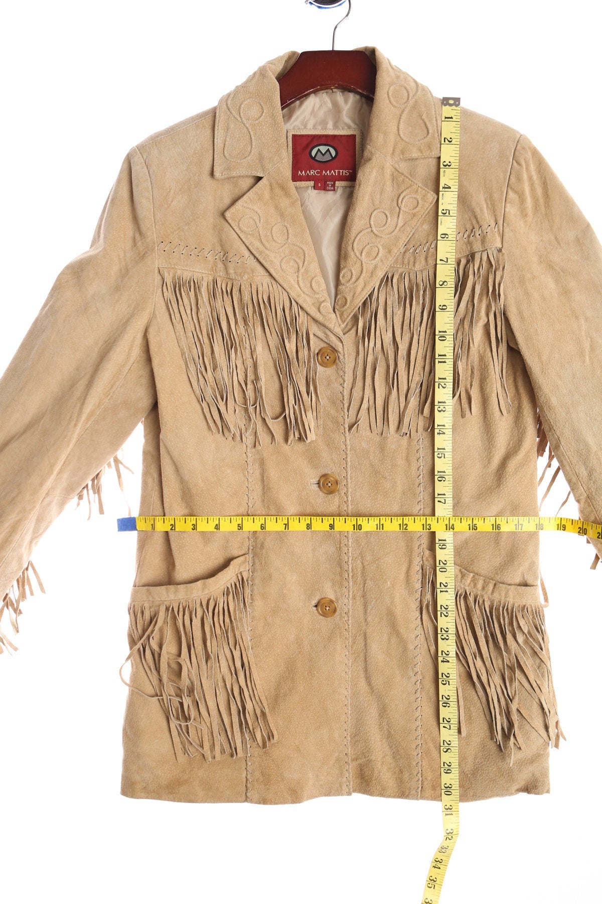 Women Beige Western Fringe Suede Jacket