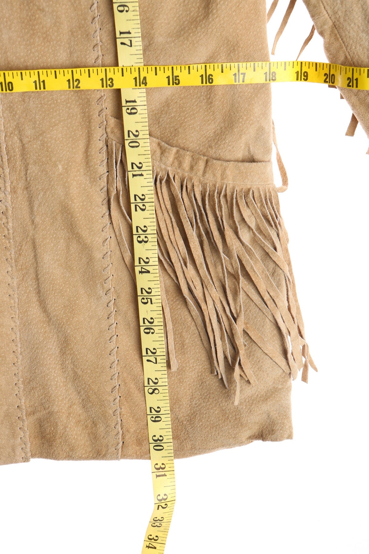 Women Beige Western Fringe Suede Jacket