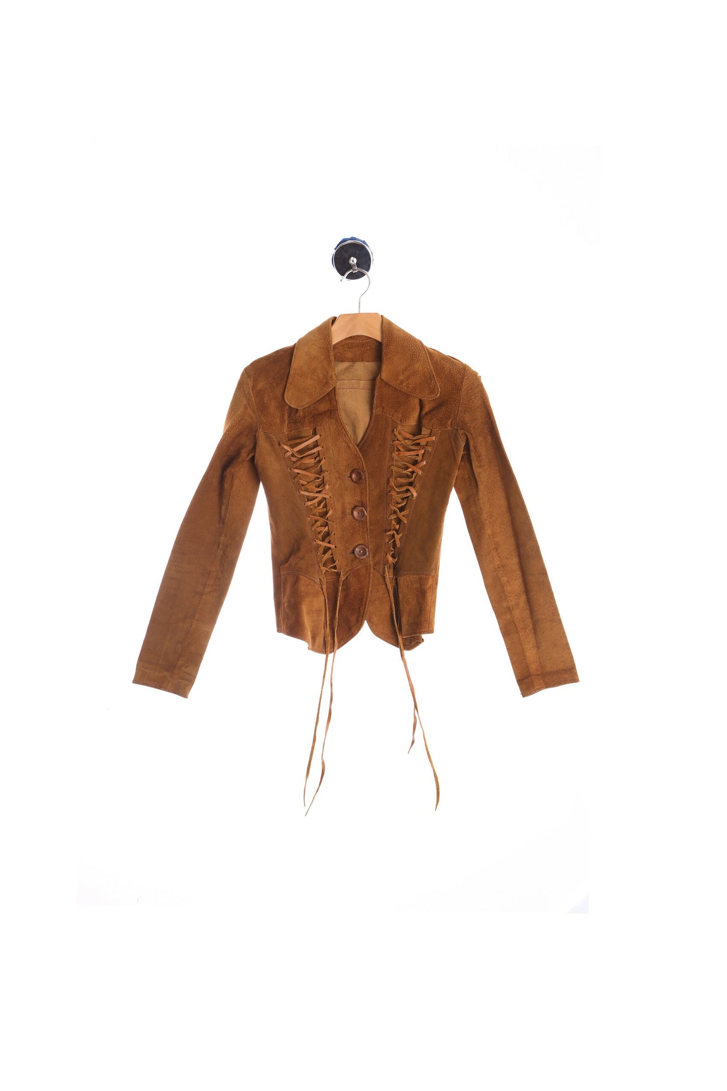 70's Women Brown Suede High Waist Jacket