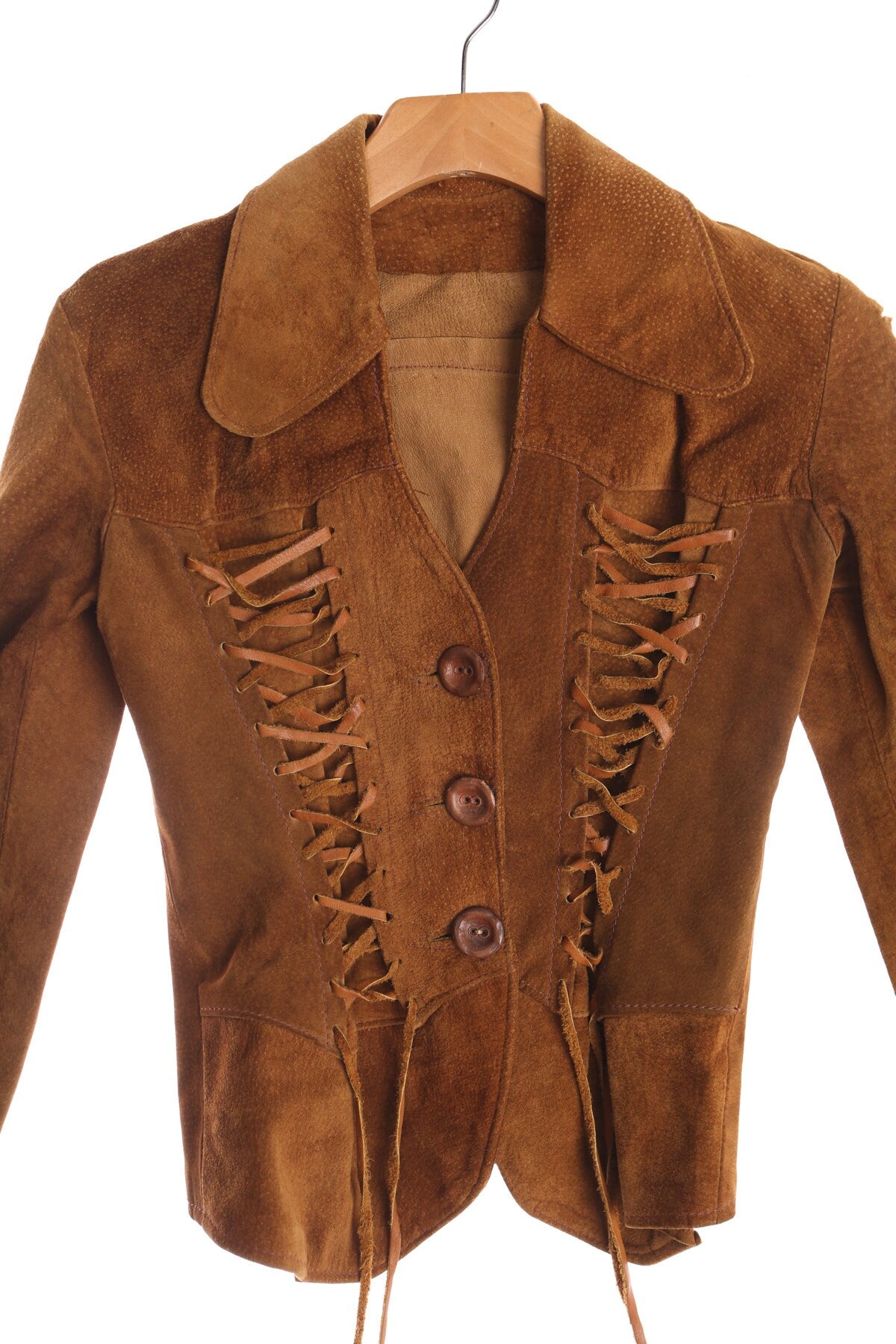 70's Women Brown Suede High Waist Jacket