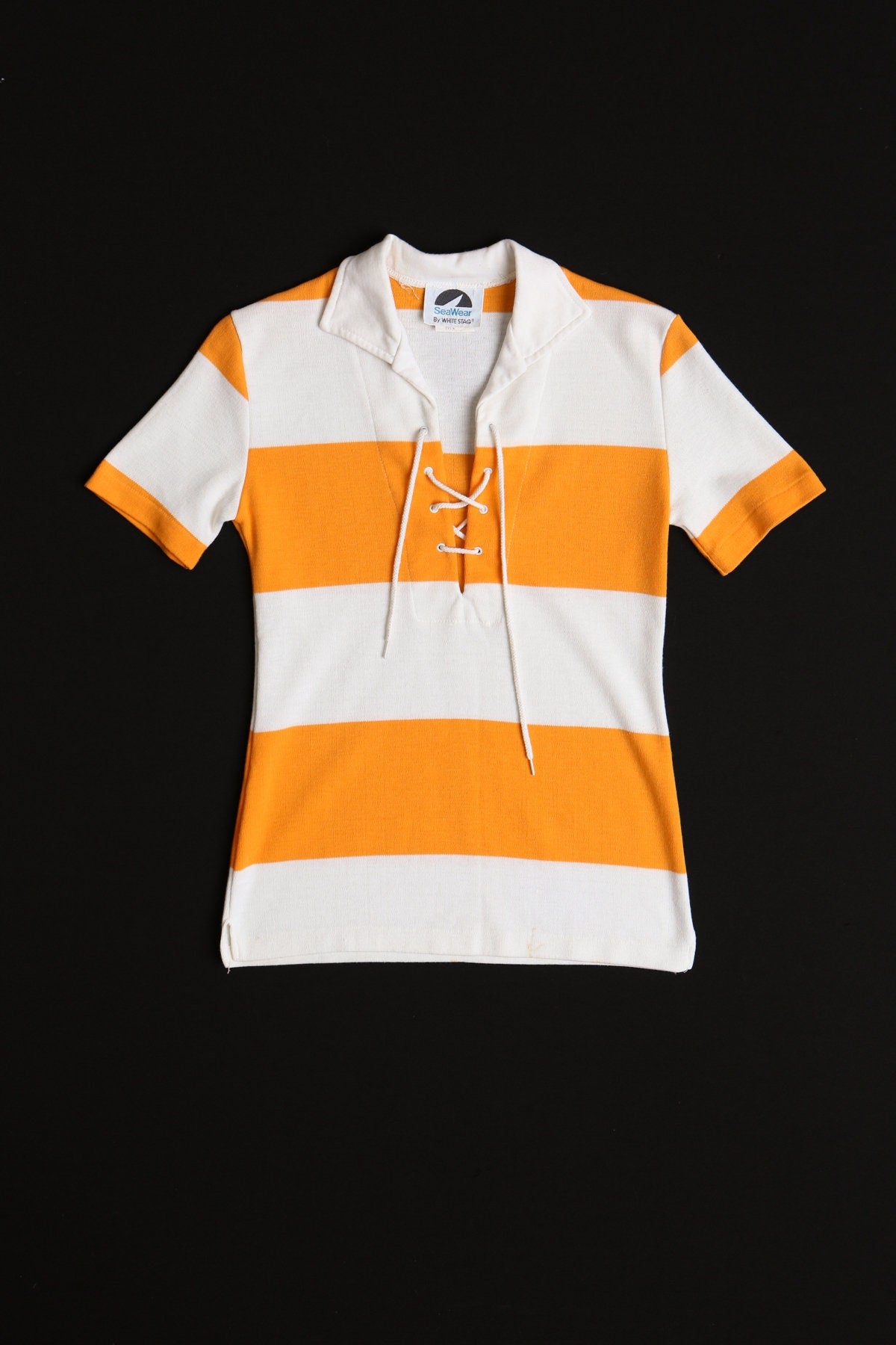 70's Women White and Yellow Striped Top